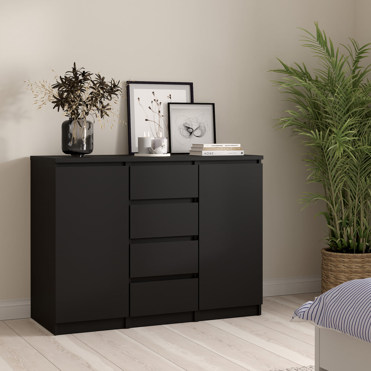 Naia Sideboard - 4 Drawers 2 Doors in Black Matt