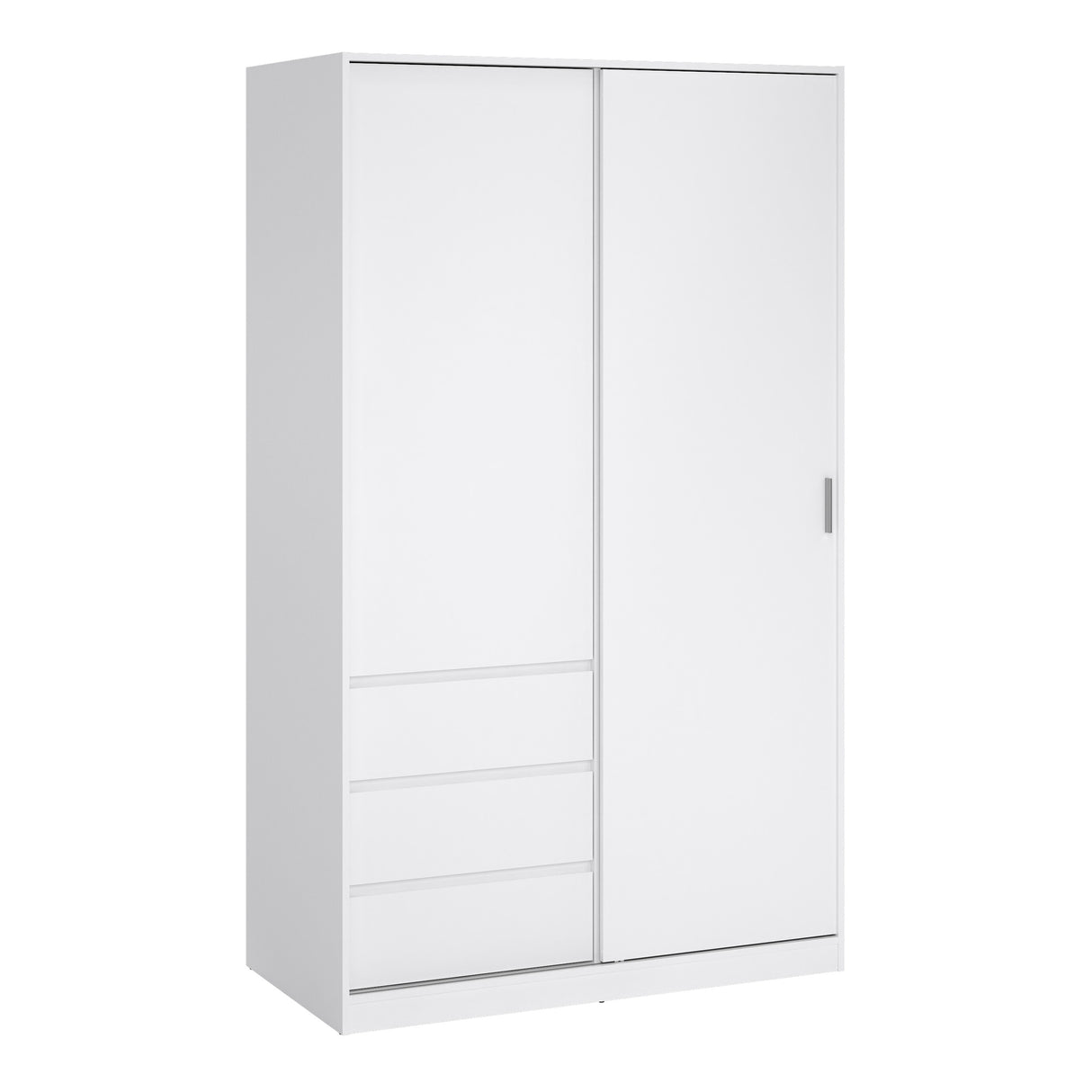 Naia Wardrobe with 1 Sliding door + 1 door + 3 drawers in White High Gloss