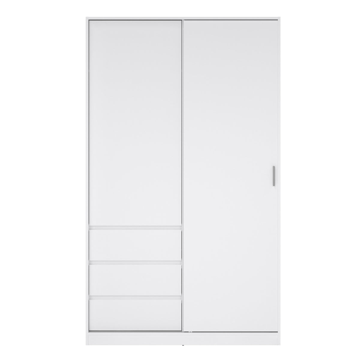 Naia Wardrobe with 1 Sliding door + 1 door + 3 drawers in White High Gloss