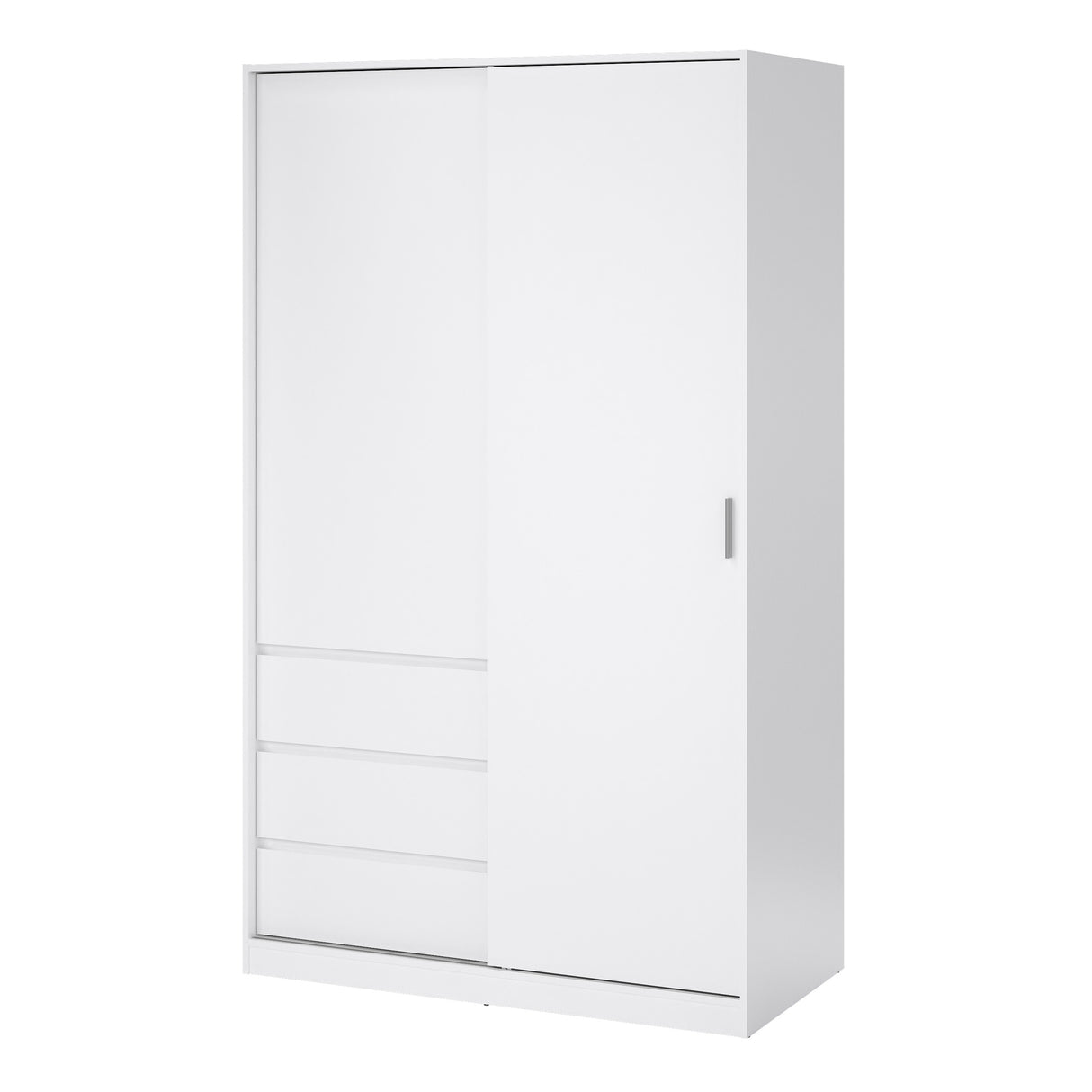 Naia Wardrobe with 1 Sliding door + 1 door + 3 drawers in White High Gloss