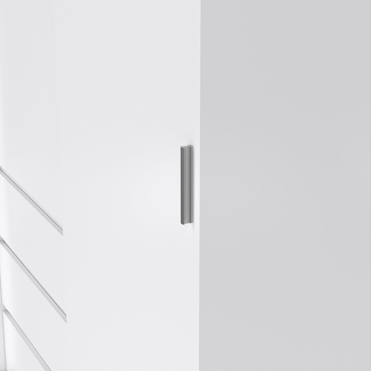 Naia Wardrobe with 1 Sliding door + 1 door + 3 drawers in White High Gloss