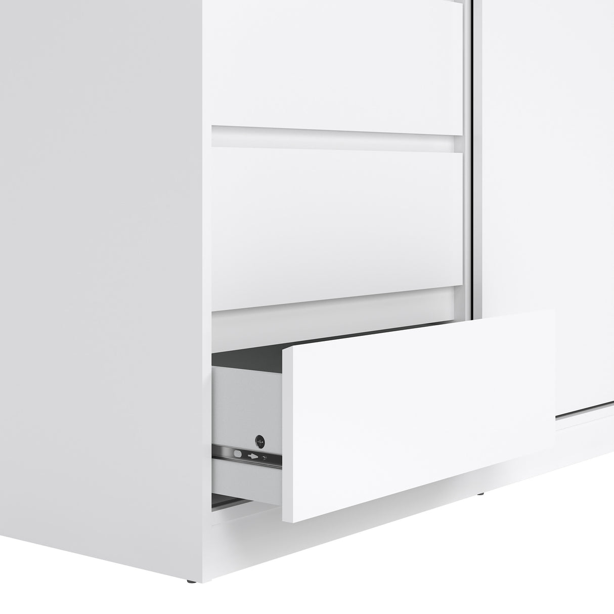 Naia Wardrobe with 1 Sliding door + 1 door + 3 drawers in White High Gloss
