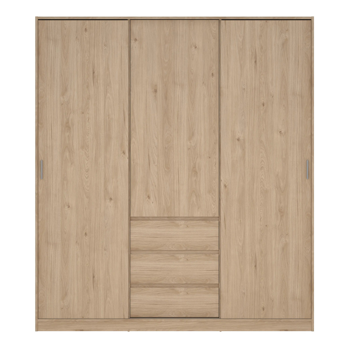 Naia Wardrobe with 2 Sliding Doors 1 Door 3 Drawers in Jackson Hickory Oak
