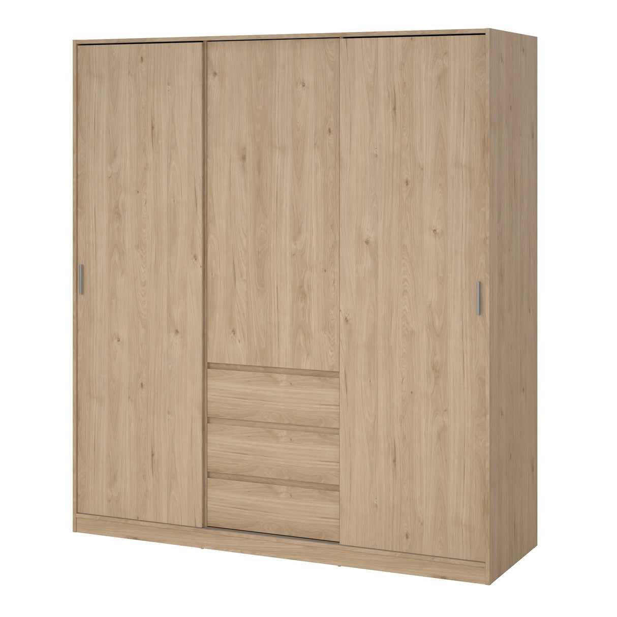 Naia Wardrobe with 2 Sliding Doors 1 Door 3 Drawers in Jackson Hickory Oak
