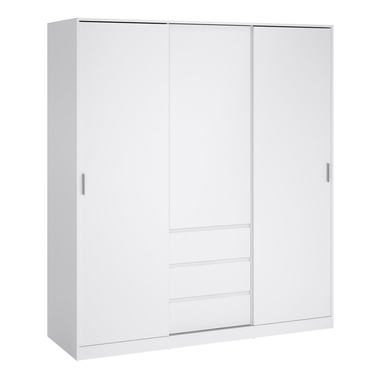 Naia Wardrobe with 2 sliding doors + 1 door + 3 drawers in White High Gloss