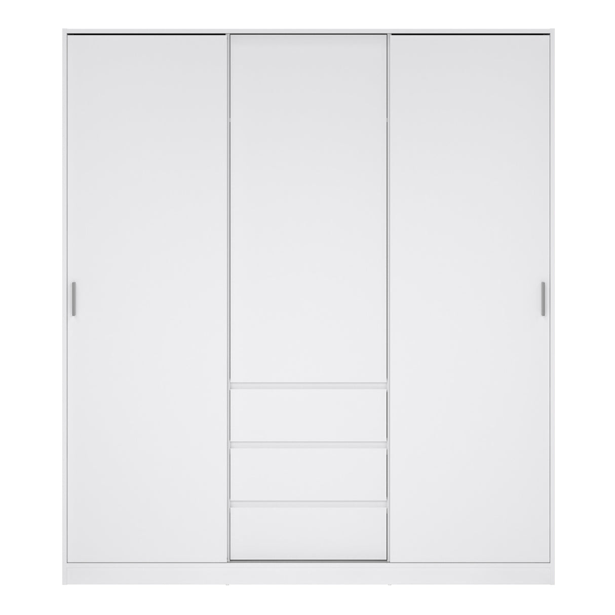 Naia Wardrobe with 2 sliding doors + 1 door + 3 drawers in White High Gloss