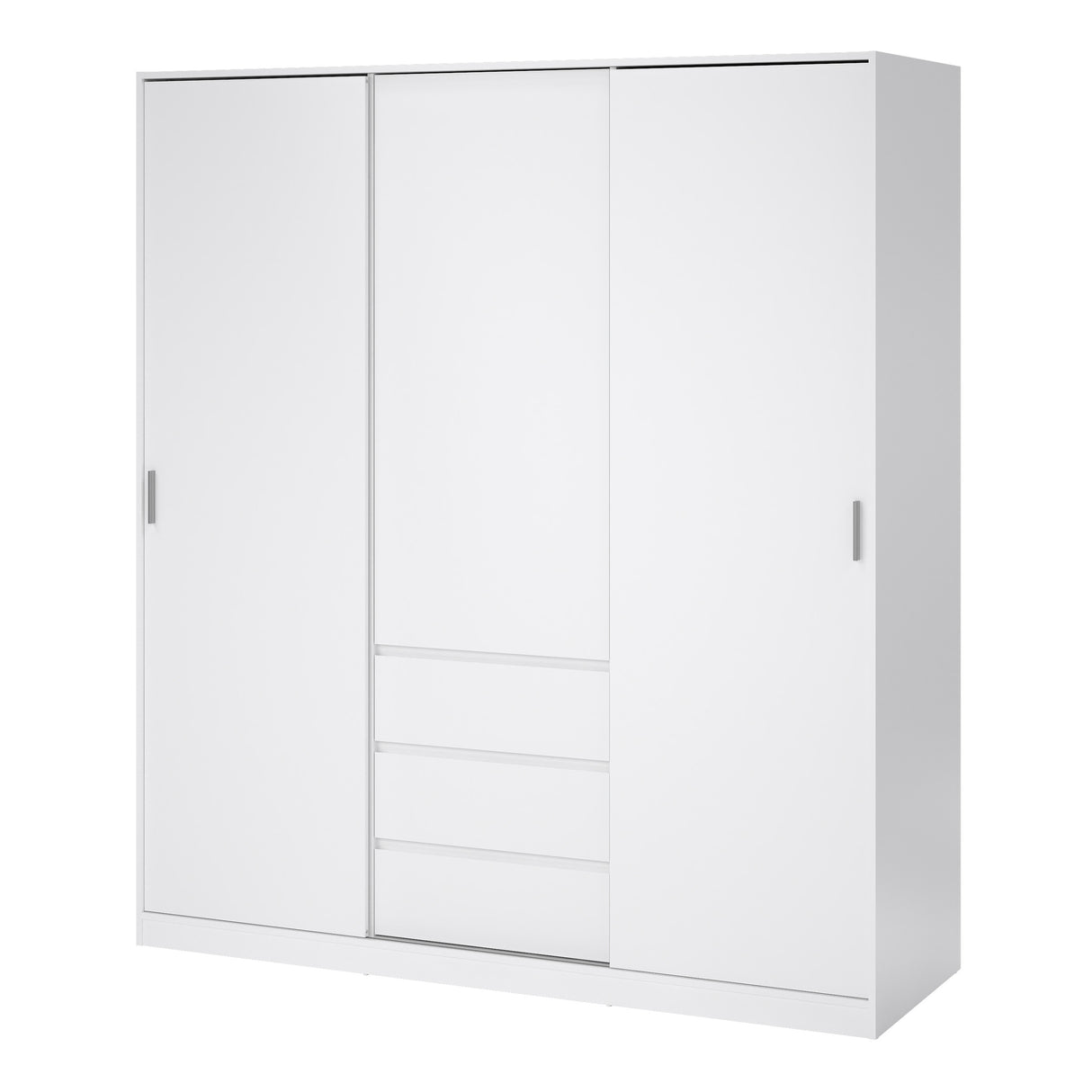 Naia Wardrobe with 2 sliding doors + 1 door + 3 drawers in White High Gloss