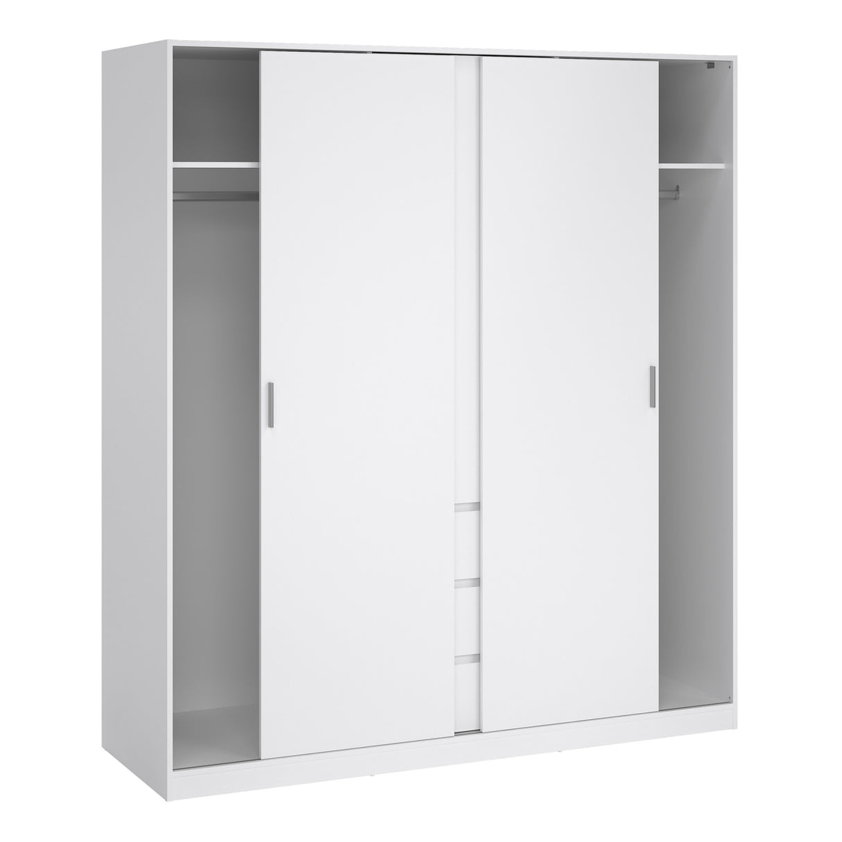 Naia Wardrobe with 2 sliding doors + 1 door + 3 drawers in White High Gloss