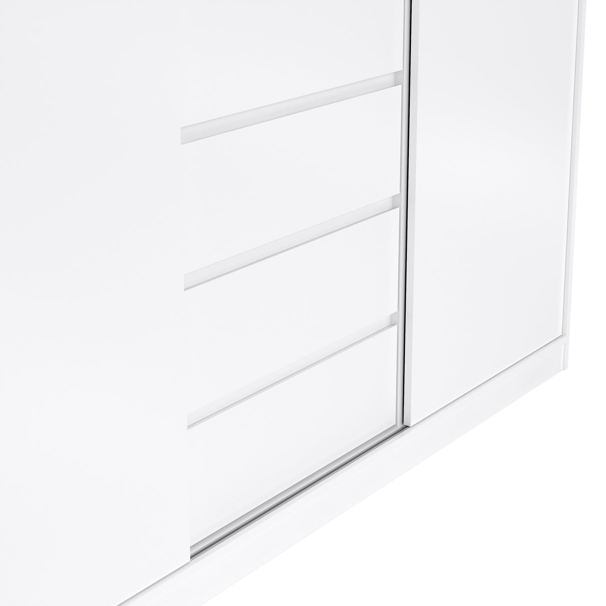 Naia Wardrobe with 2 sliding doors + 1 door + 3 drawers in White High Gloss