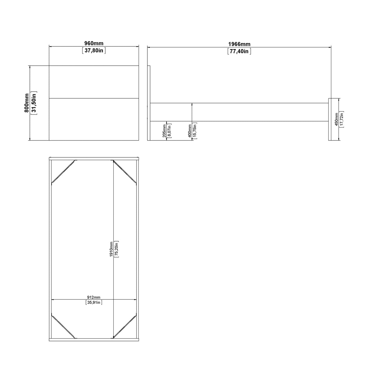 Naia Single Bed 3ft (90 x 190) in Black Matt