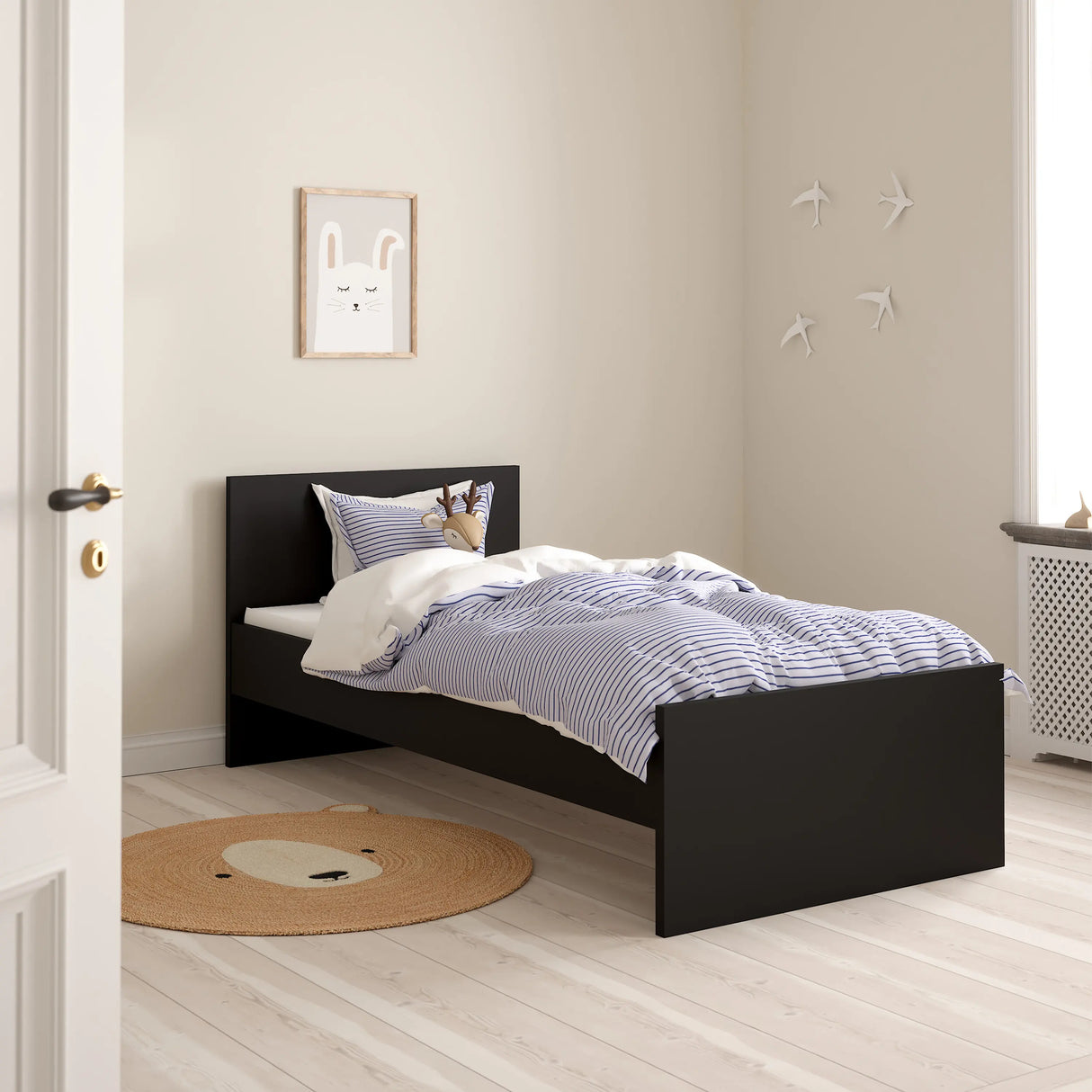 Naia Single Bed 3ft (90 x 190) in Black Matt