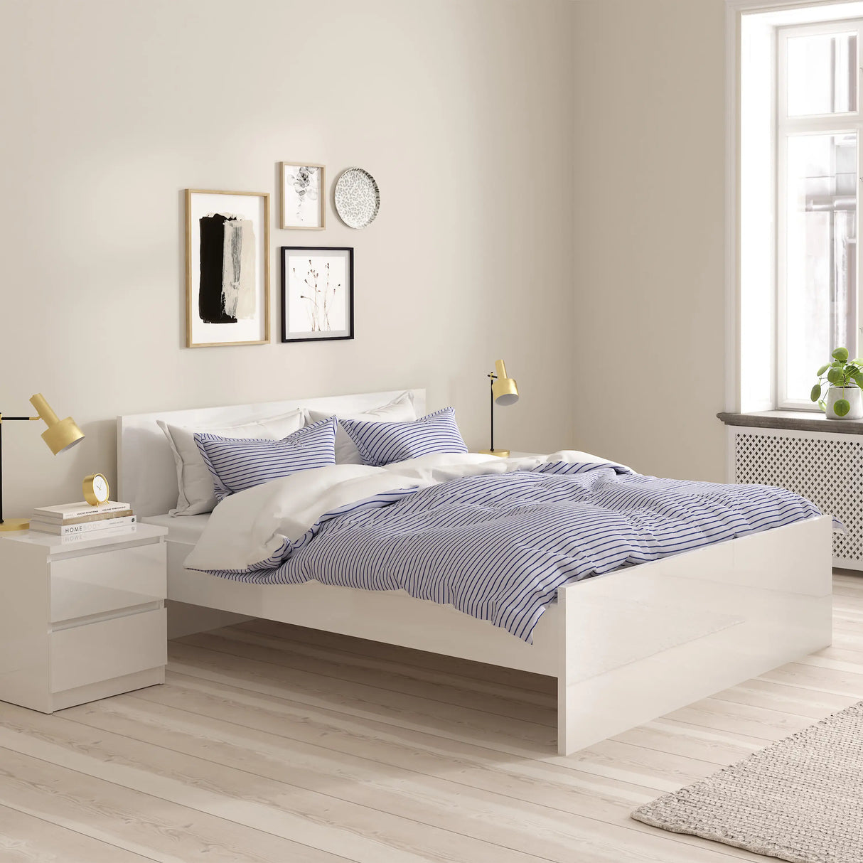 Naia Double Bed 4ft6 (140 x 190) in White High Gloss