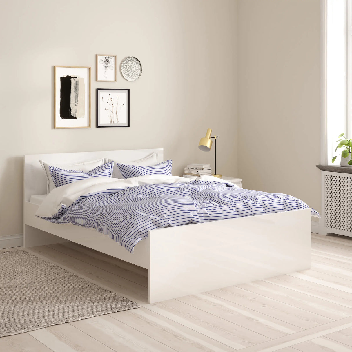 Naia Double Bed 4ft6 (140 x 190) in White High Gloss