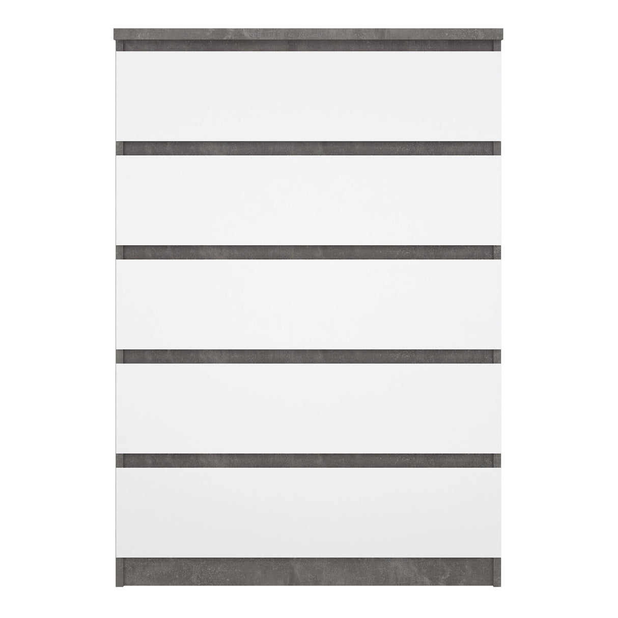 Naia Chest of 5 Drawers in Concrete and White High Gloss