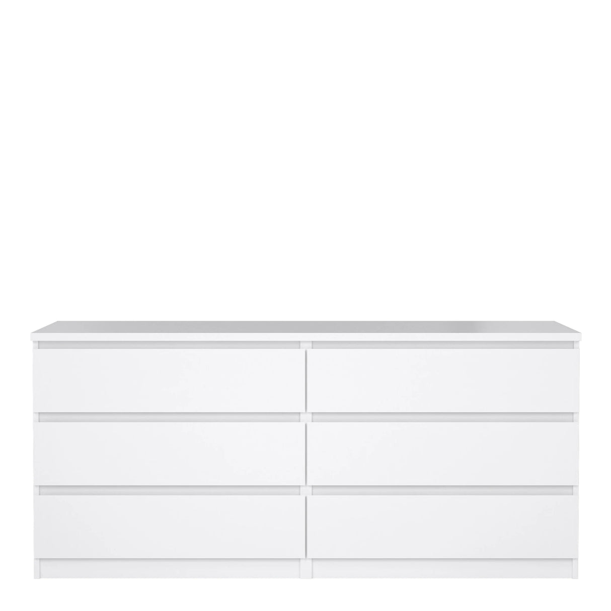 Naia Wide Chest of 6 Drawers (3+3) in White High Gloss