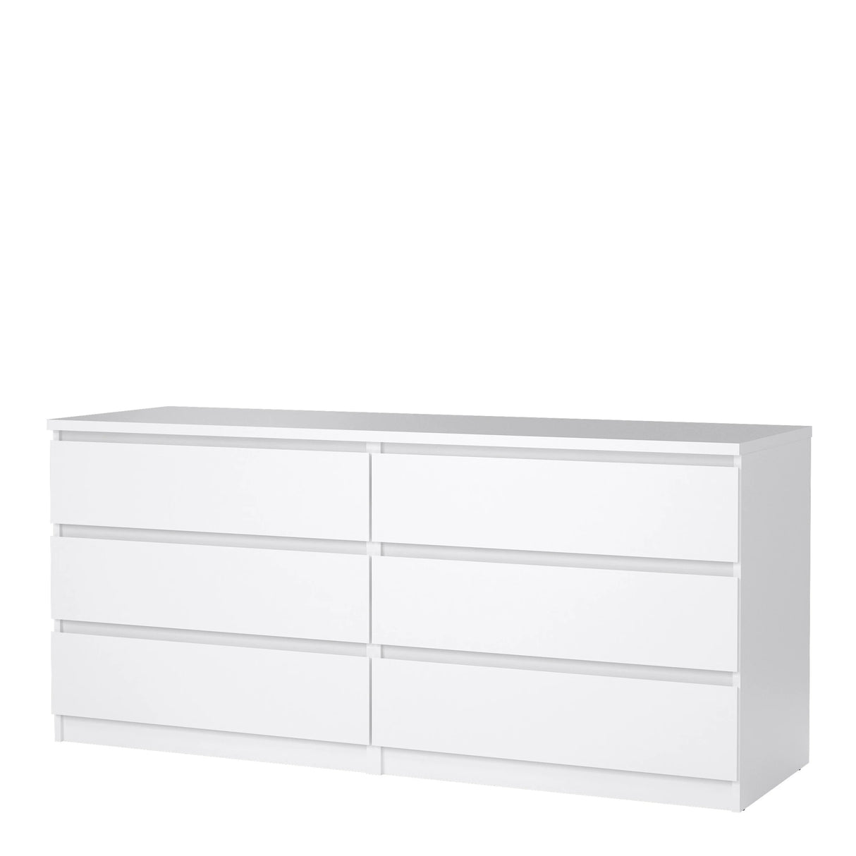 Naia Wide Chest of 6 Drawers (3+3) in White High Gloss