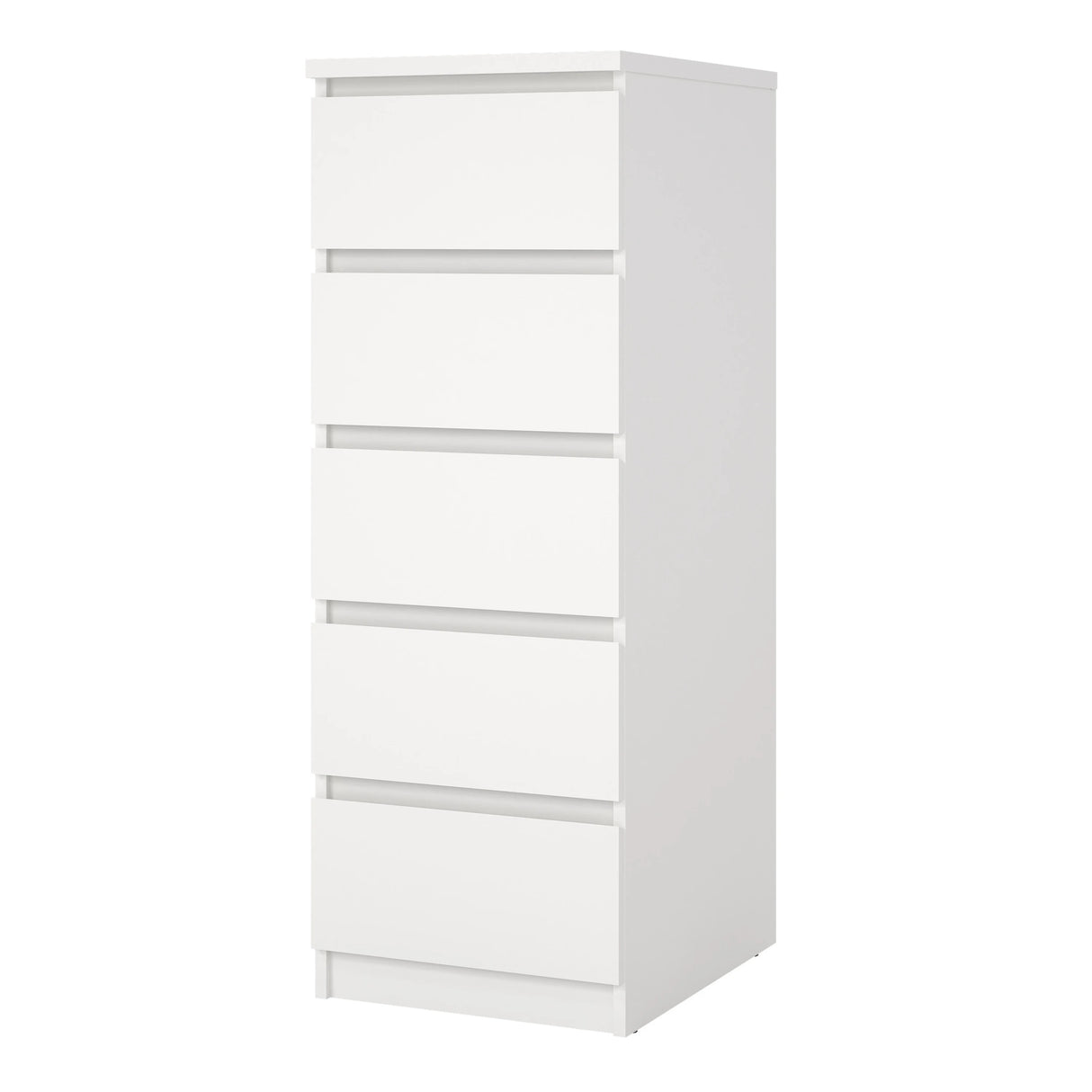Naia Narrow Chest of 5 Drawers in White