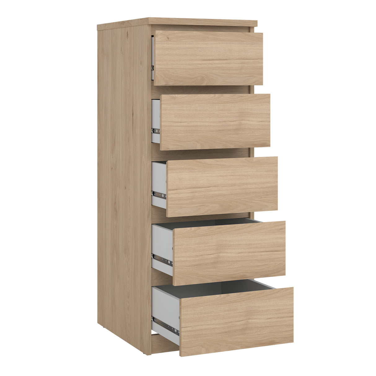 Naia Narrow Chest of 5 Drawers in Jackson Hickory Oak