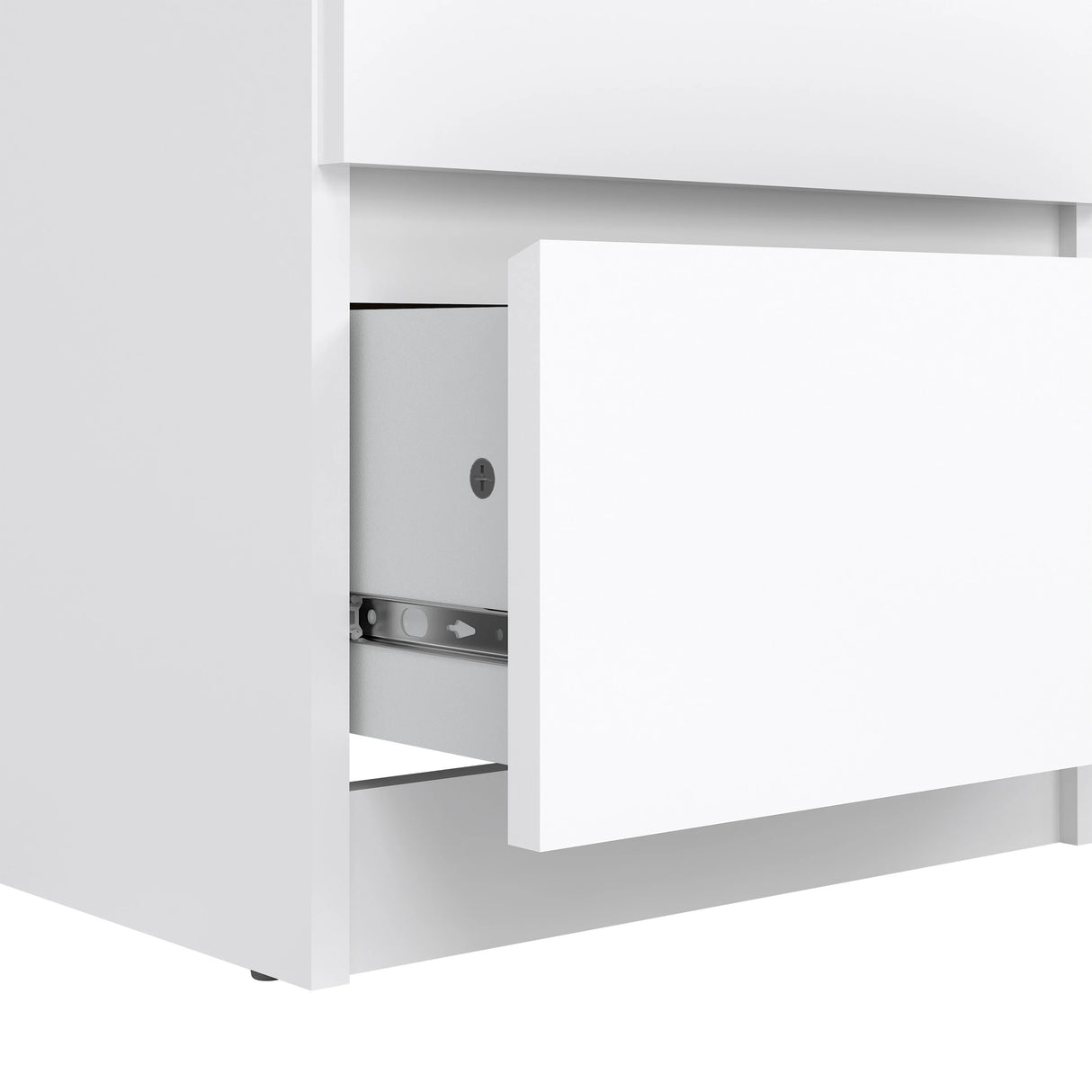 Naia Narrow Chest of 5 Drawers in White High Gloss