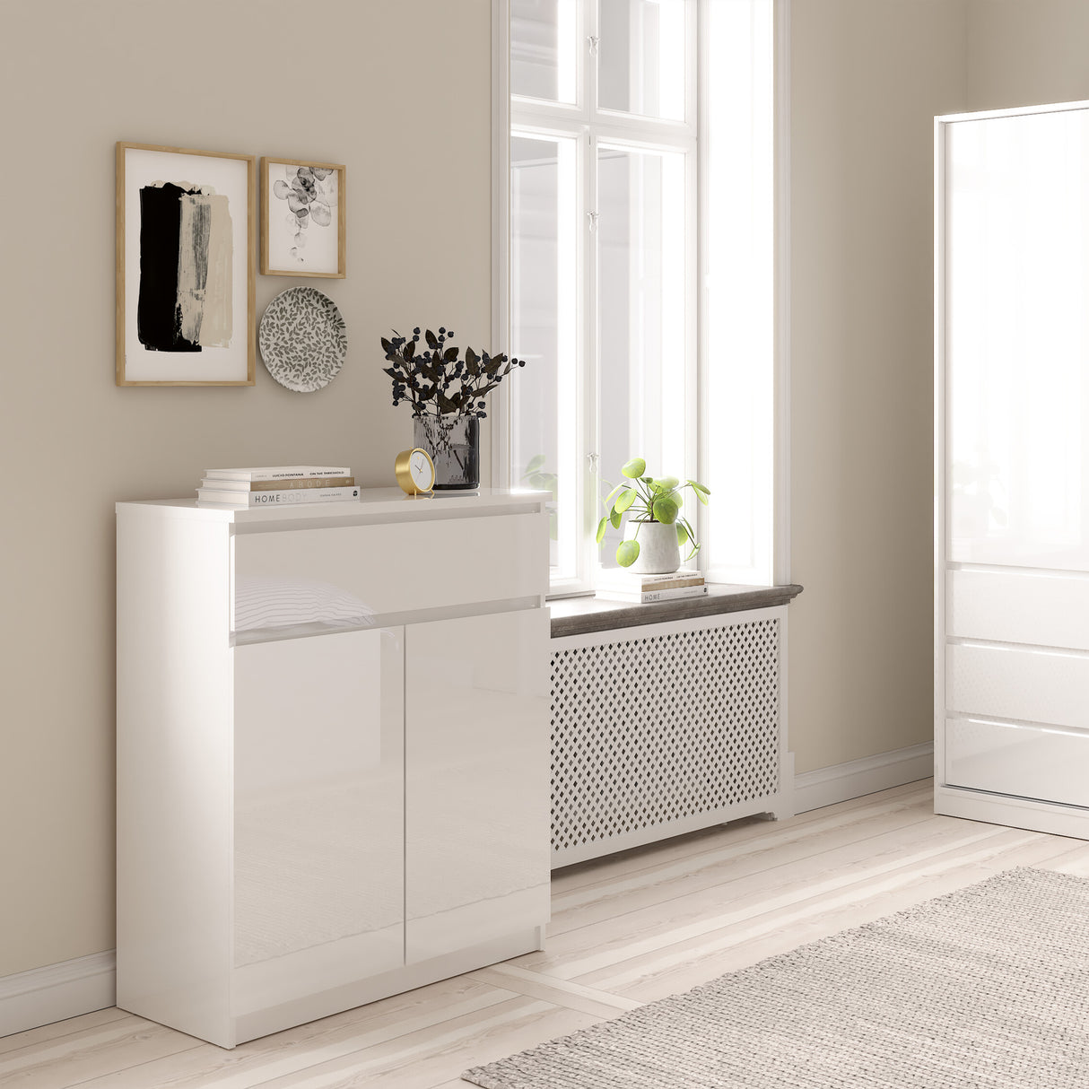 Naia Sideboard - 1 Drawer 2 Doors in White High Gloss