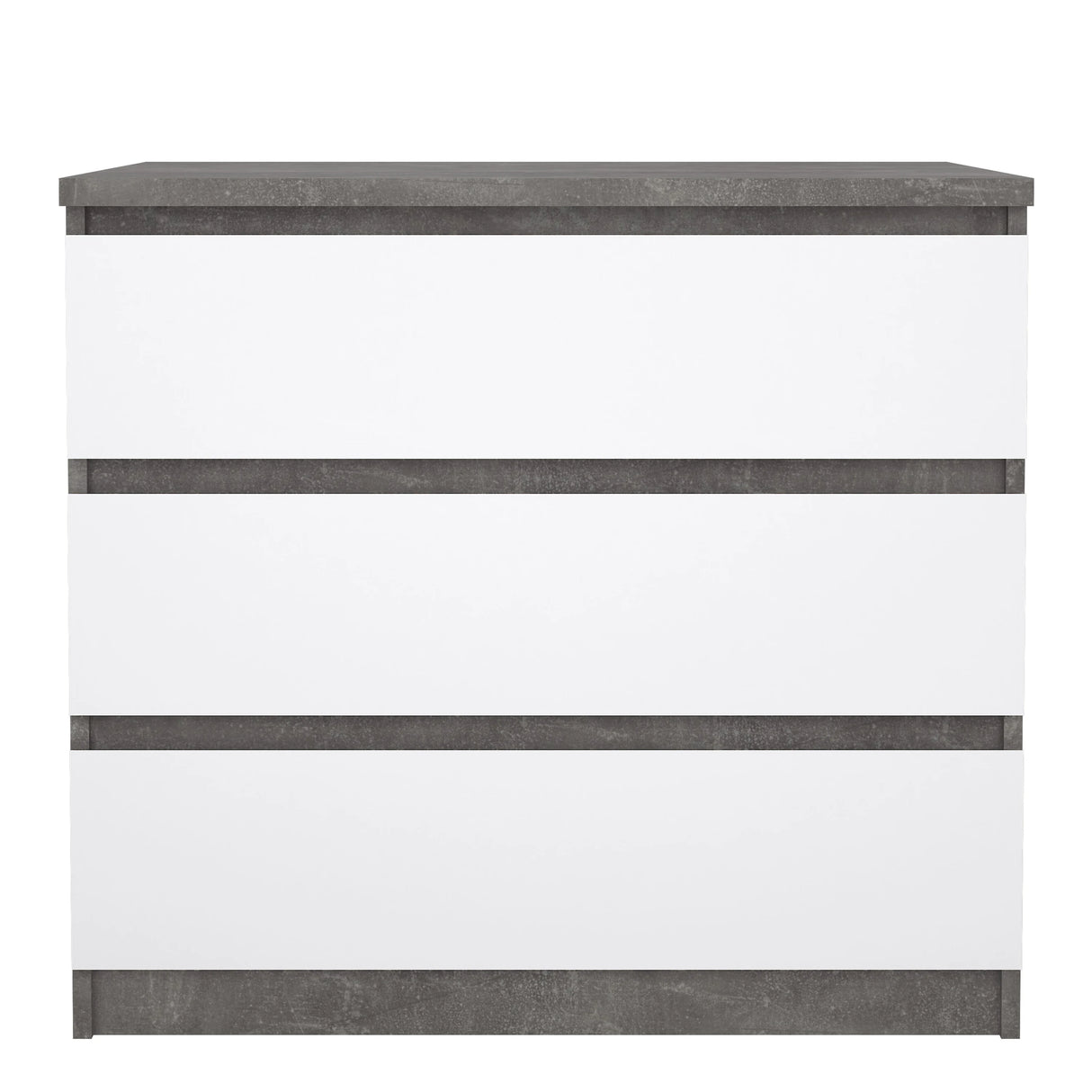 Naia Chest of 3 Drawers in Concrete and White High Gloss