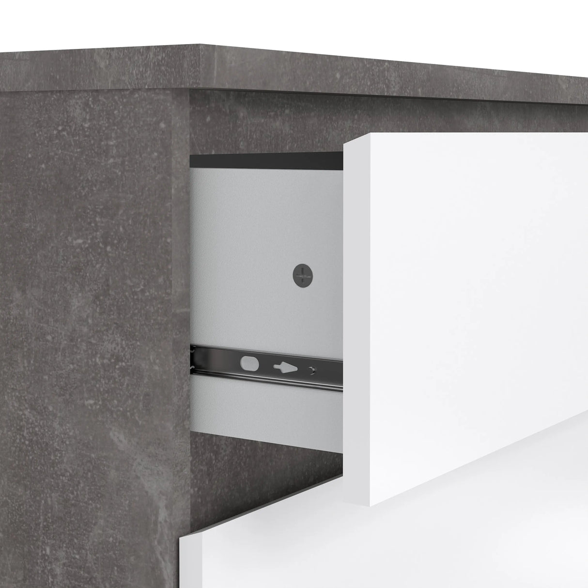 Naia Chest of 3 Drawers in Concrete and White High Gloss