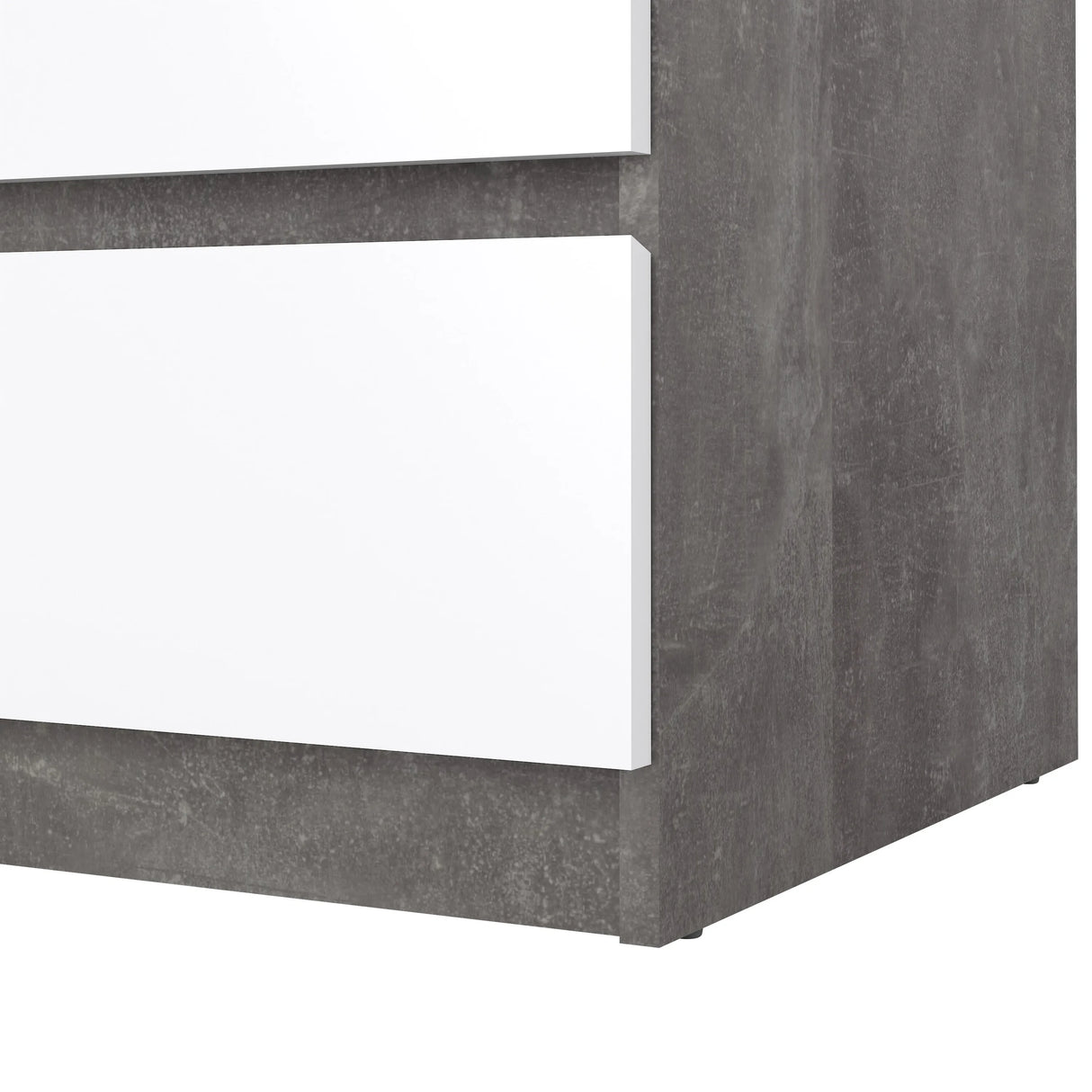 Naia Chest of 3 Drawers in Concrete and White High Gloss