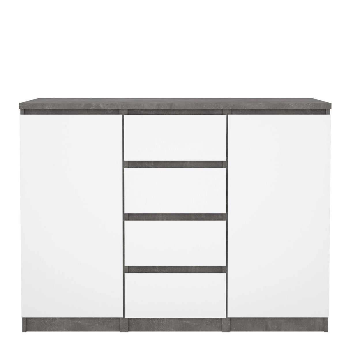 Naia Sideboard 4 Drawers 2 Doors in Concrete and White High Gloss