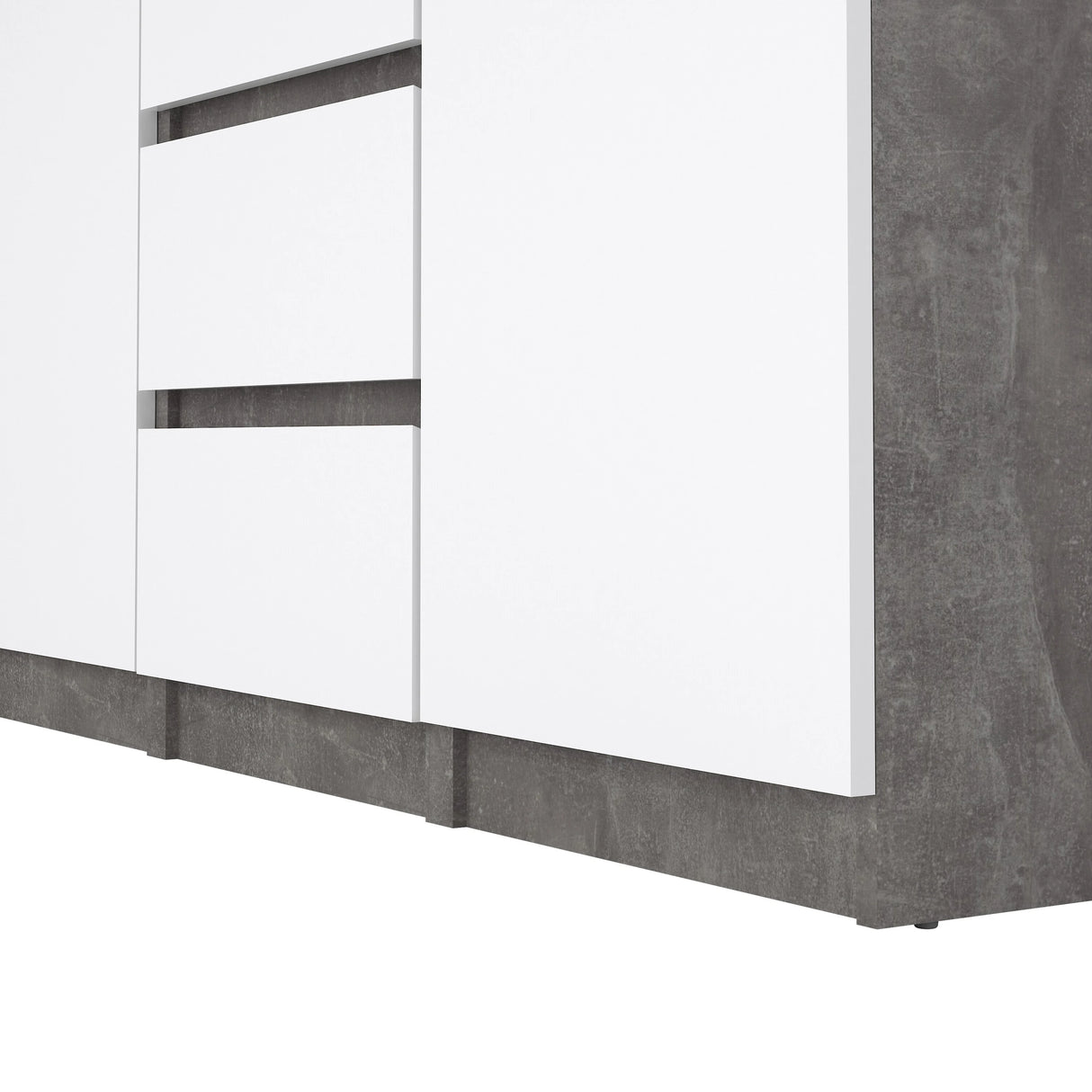 Naia Sideboard 4 Drawers 2 Doors in Concrete and White High Gloss