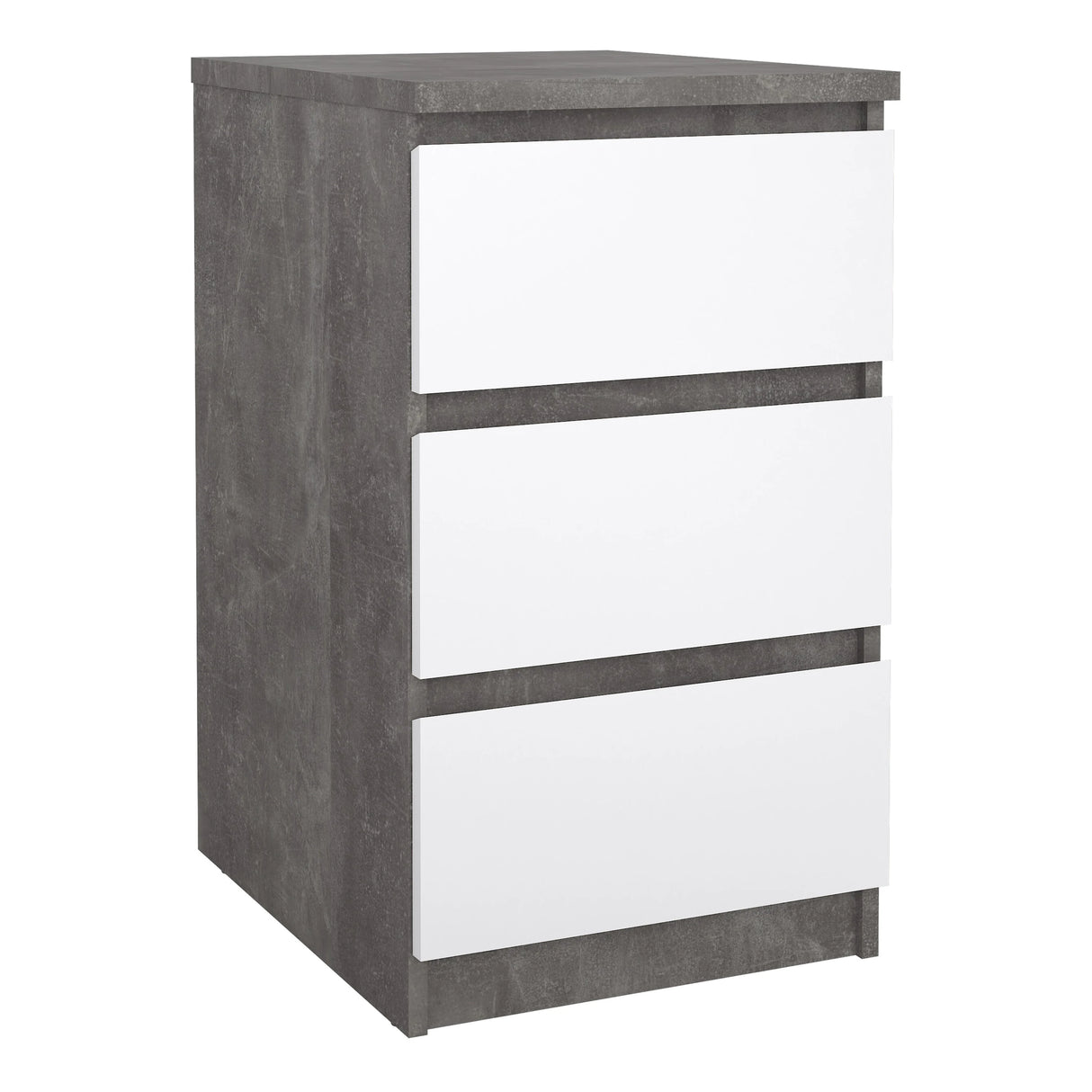 Naia Bedside 3 Drawers in Concrete and White High Gloss