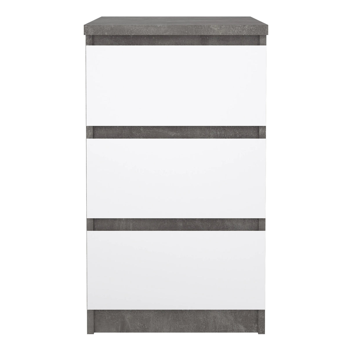 Naia Bedside 3 Drawers in Concrete and White High Gloss