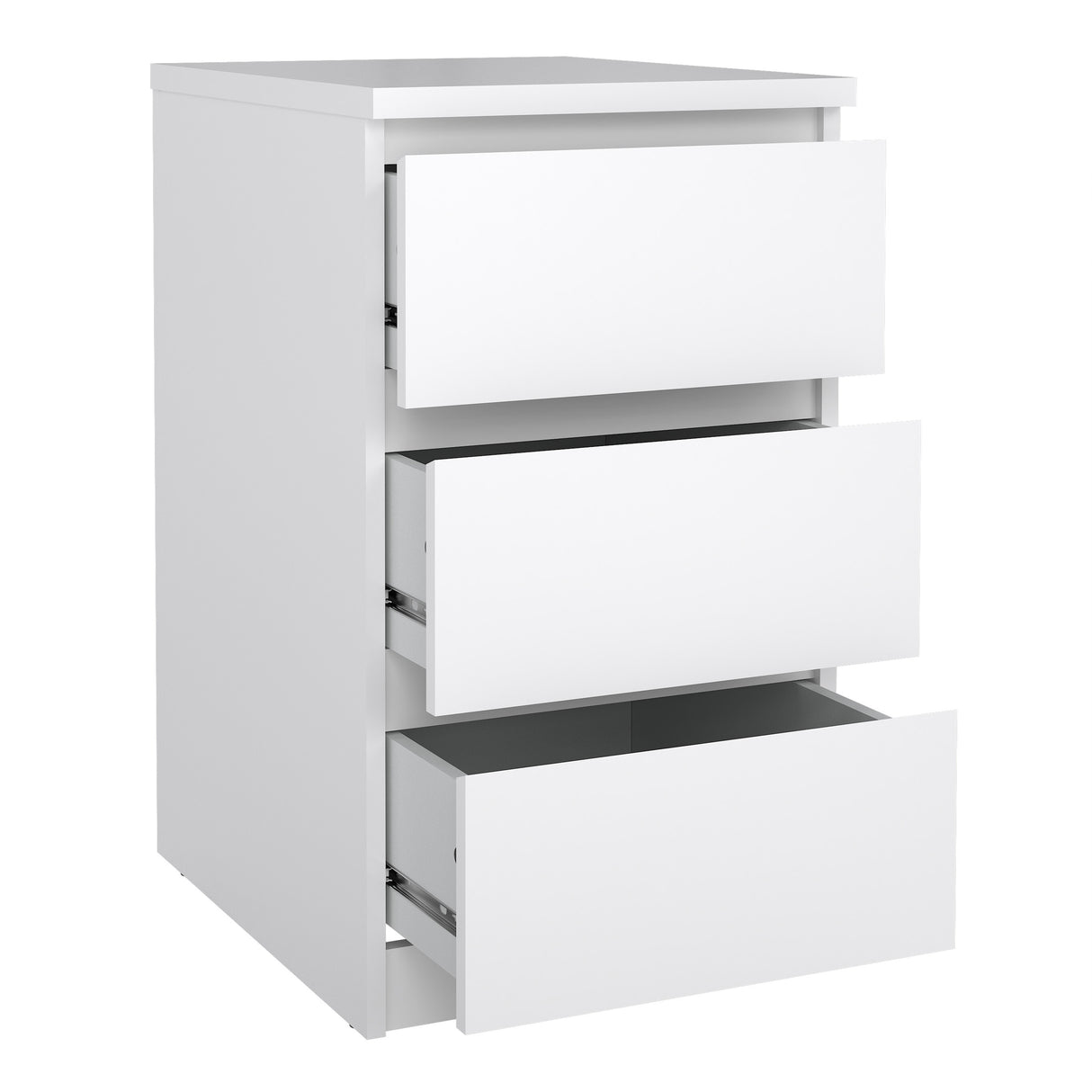 Naia Bedside 3 Drawers in White High Gloss