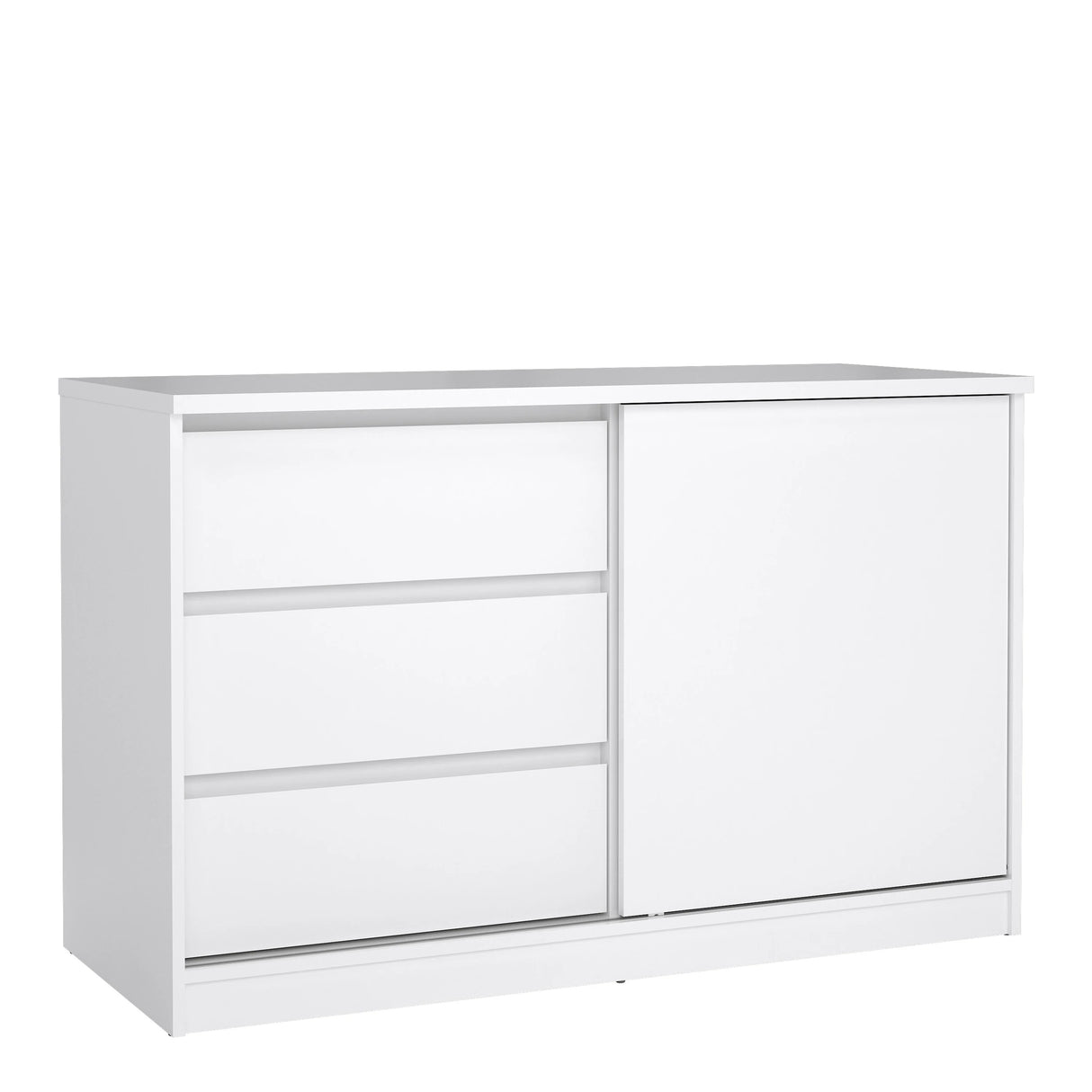 Naia Storage Unit with 1 Sliding Door and 3 Drawers in White High Gloss