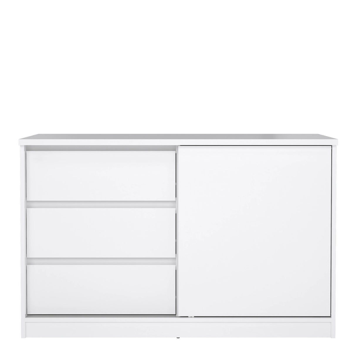 Naia Storage Unit with 1 Sliding Door and 3 Drawers in White High Gloss