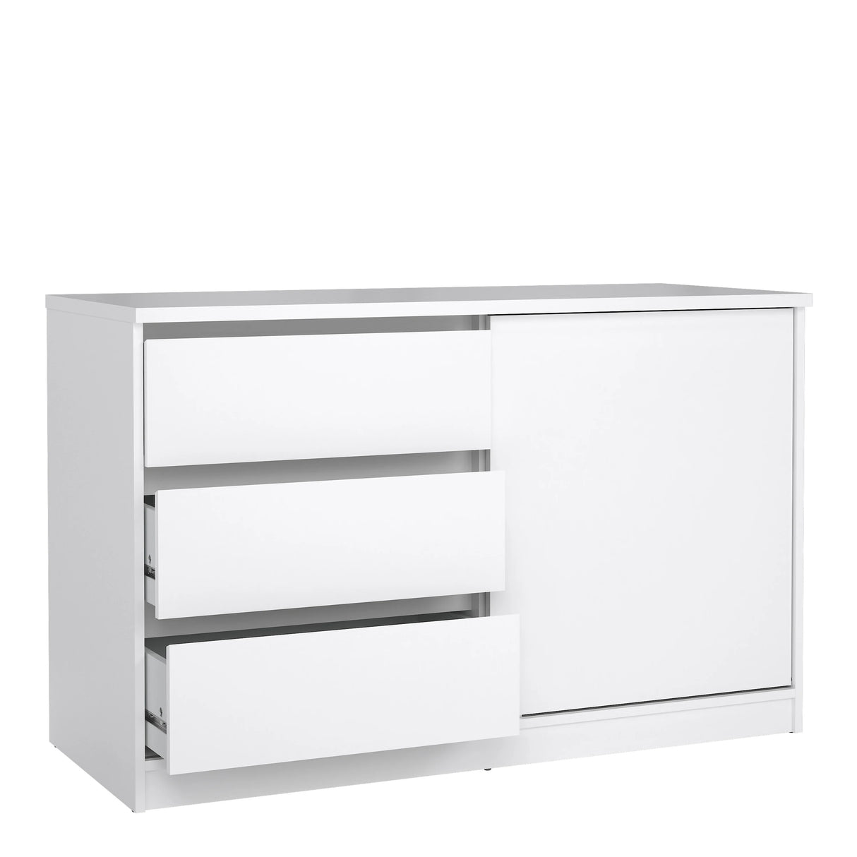 Naia Storage Unit with 1 Sliding Door and 3 Drawers in White High Gloss