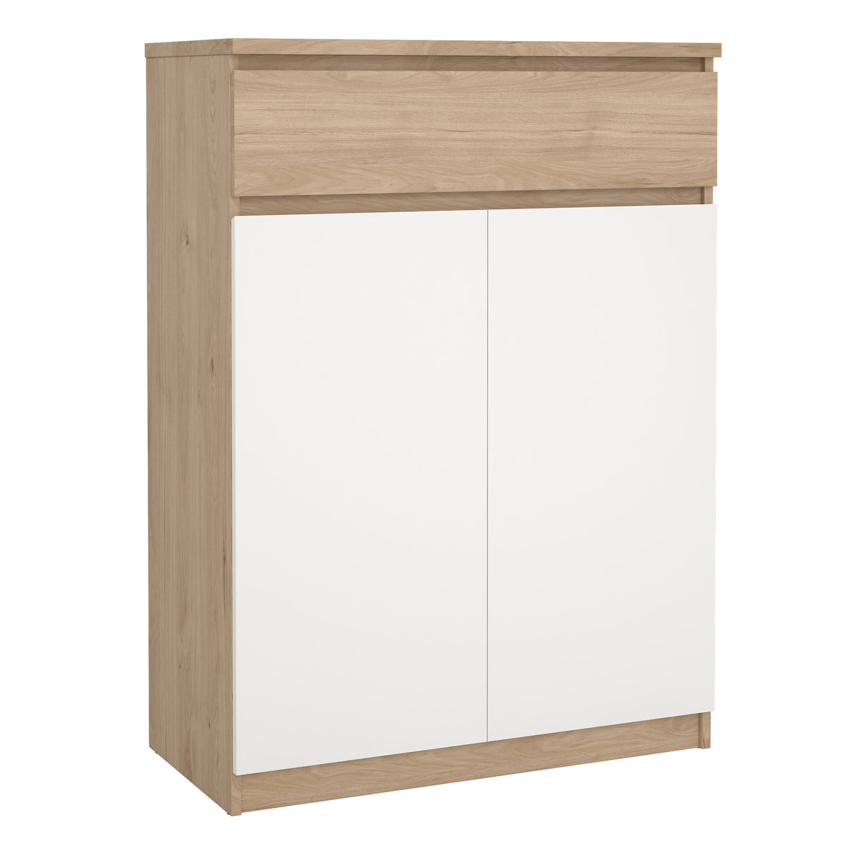 Naia Shoe Cabinet with 2 Doors +1 Drawer in Jackson Hickory Oak and white