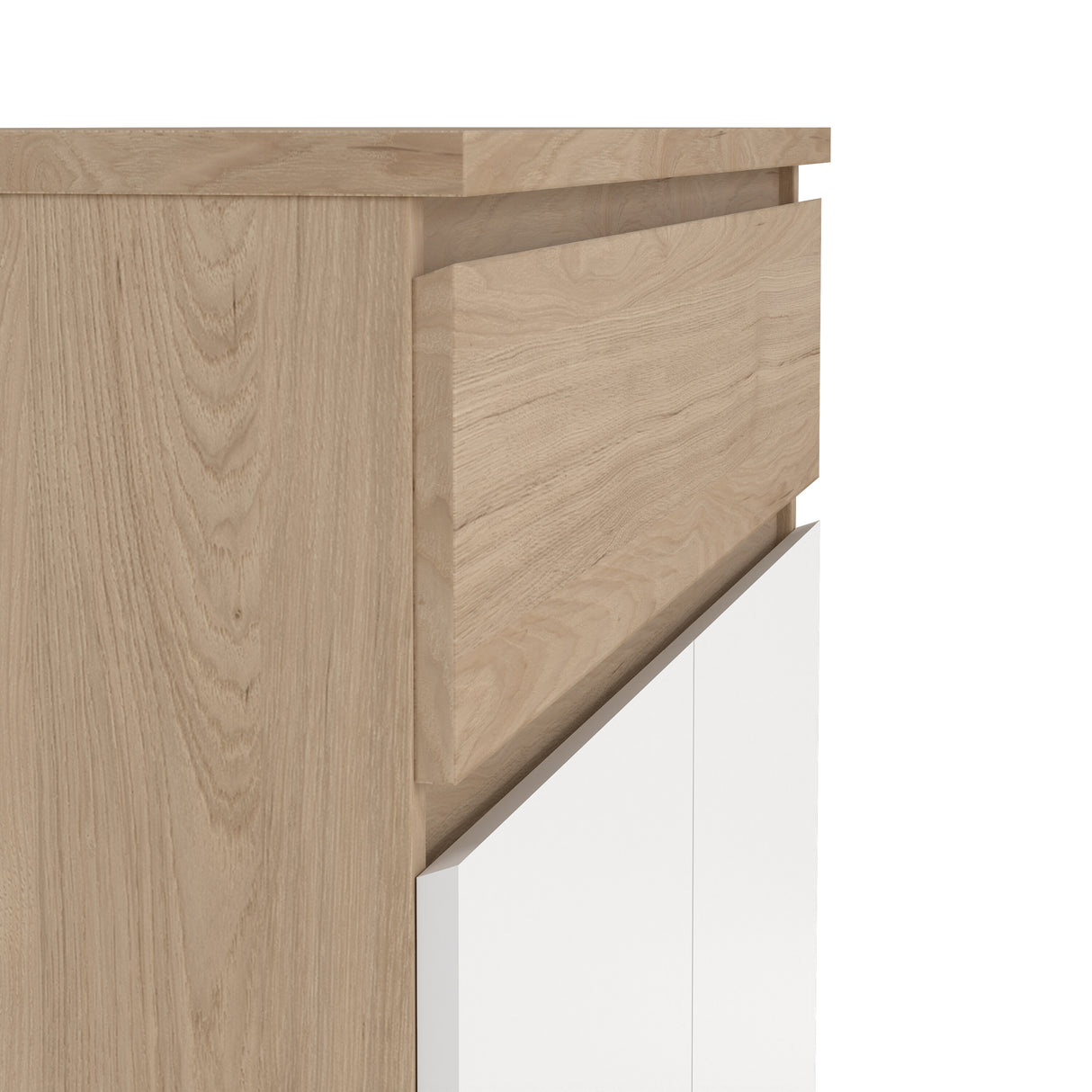 Naia Shoe Cabinet with 2 Doors +1 Drawer in Jackson Hickory Oak and white