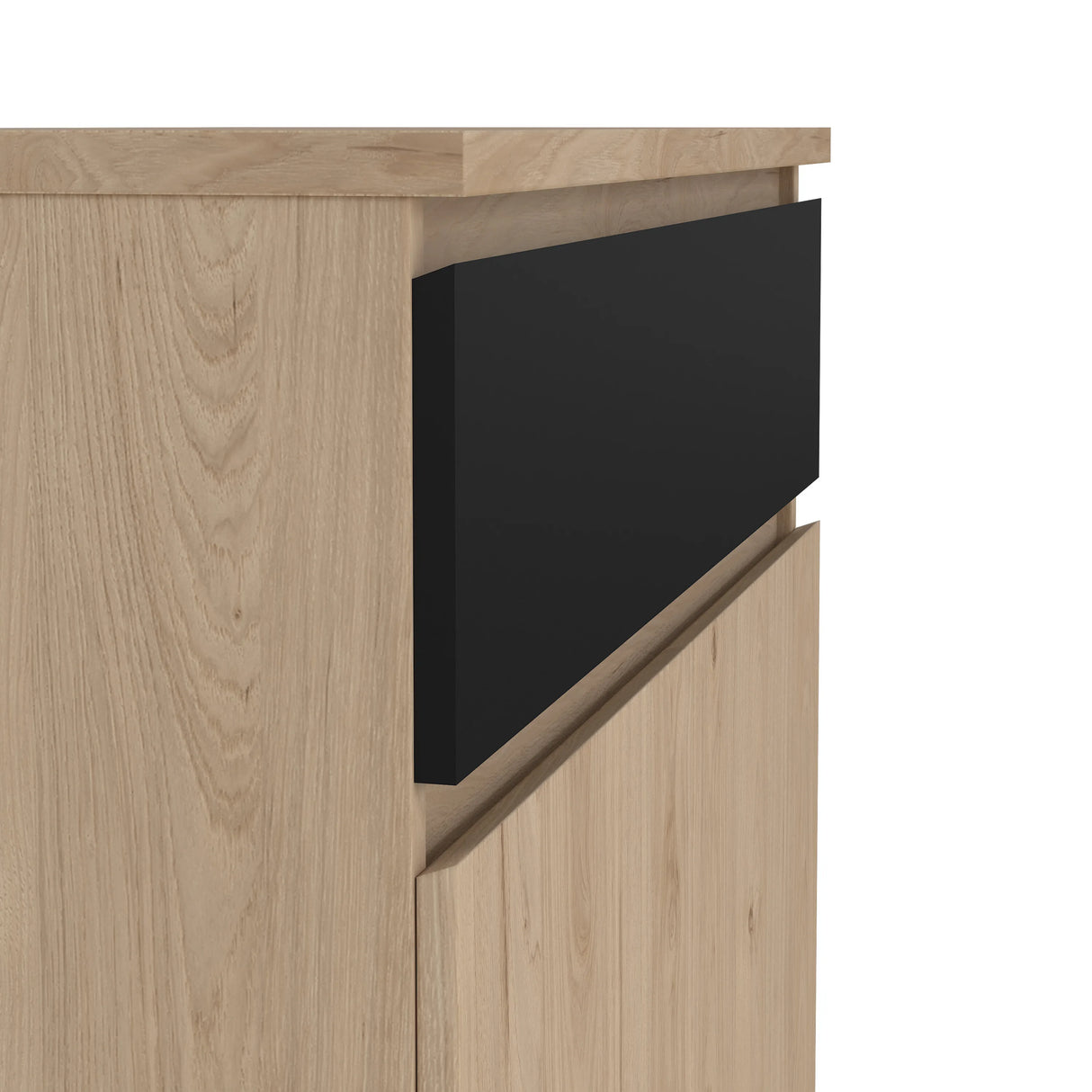 Naia Shoe Cabinet with 2 Doors 1 Drawer in Jackson Hickory Oak and Black