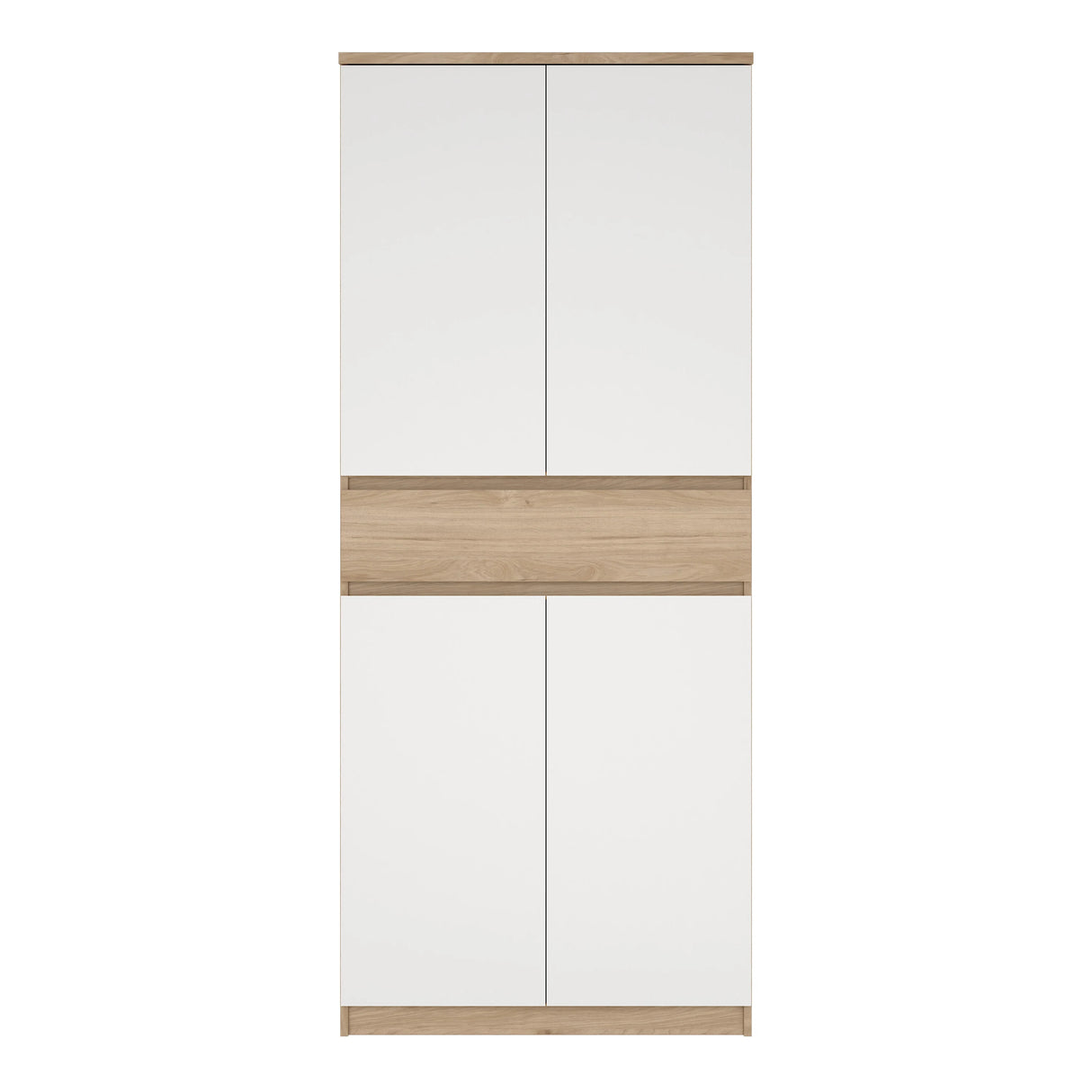 Naia Shoe Cabinet with 4 Doors 1 Drawer in Jackson Hickory Oak and White
