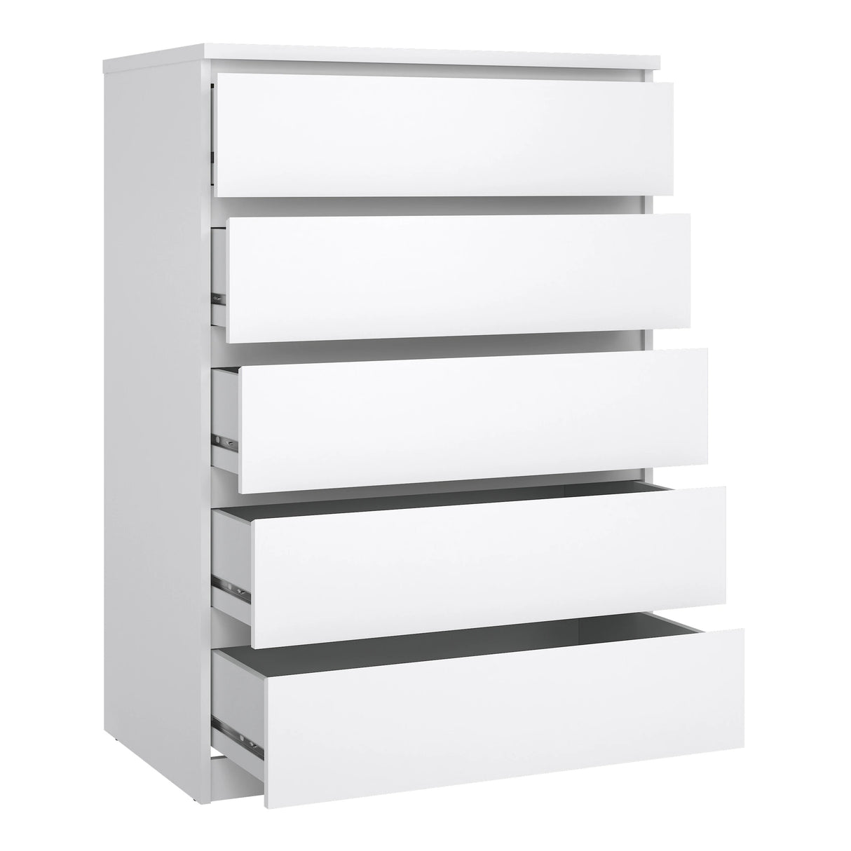 Naia Package - Bedside 3 Drawers + Chest of 5 Drawers + Wardrobe with 2 Doors + 1 Drawer in White High Gloss