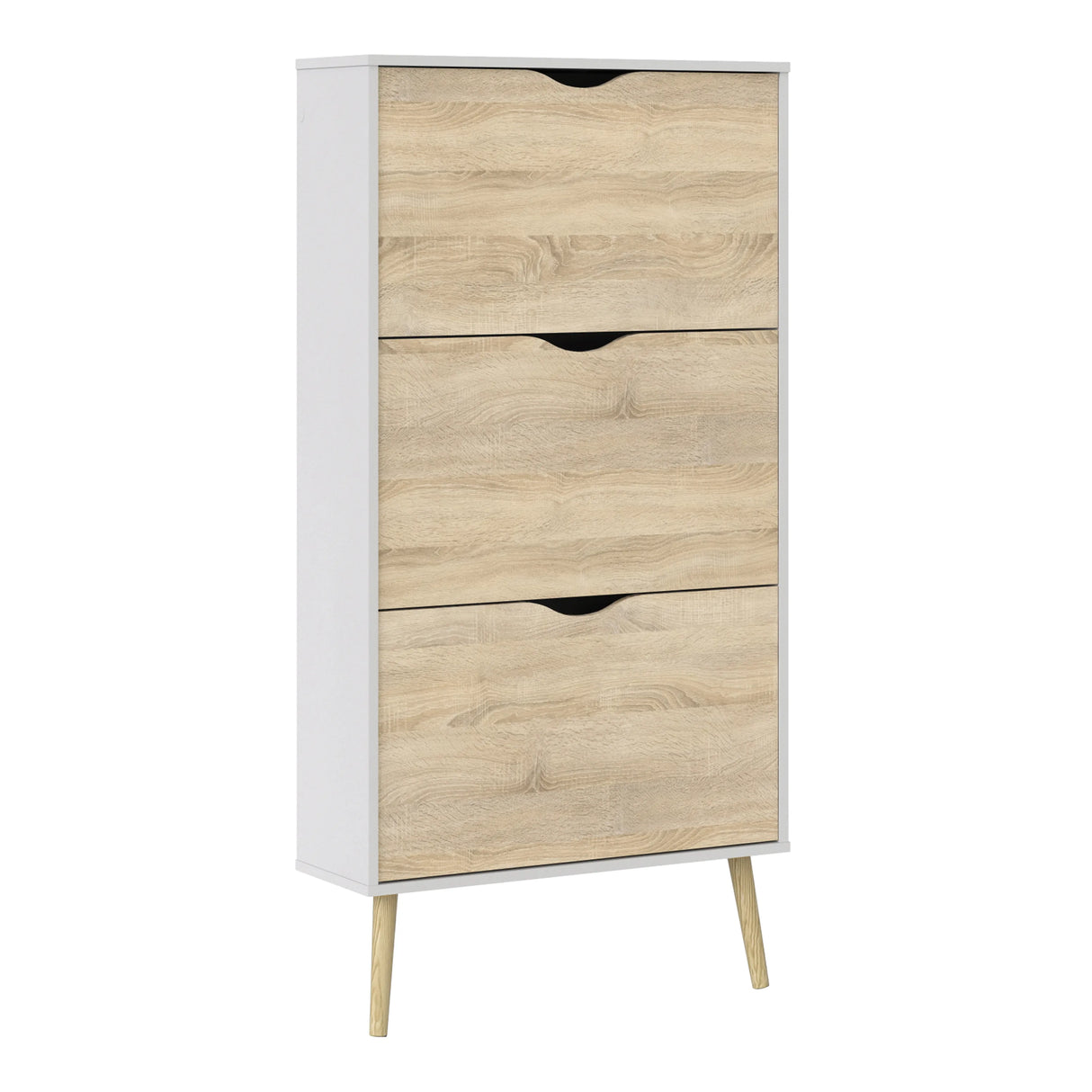 Oslo 3 Drawer Shoe Cabinet in White and Oak