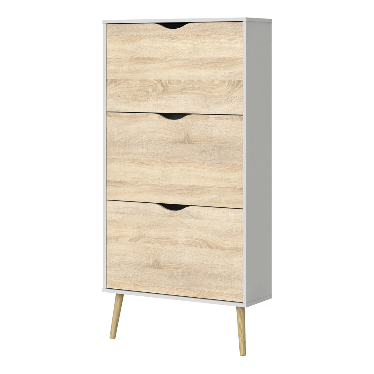 Oslo 3 Drawer Shoe Cabinet in White and Oak