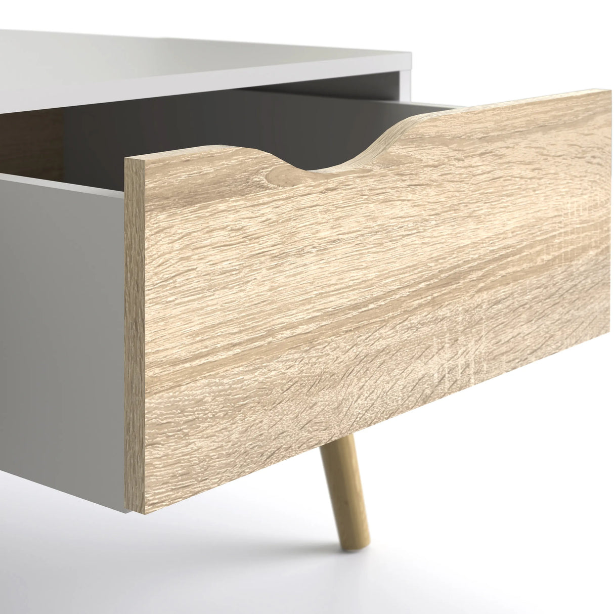Oslo Coffee Table with Drawer and Shelf White and Oak