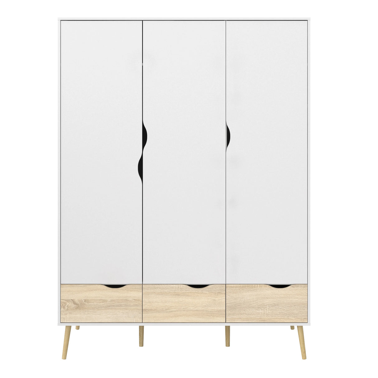 Oslo Wardrobe 3 Doors 3 Drawers in White and Oak