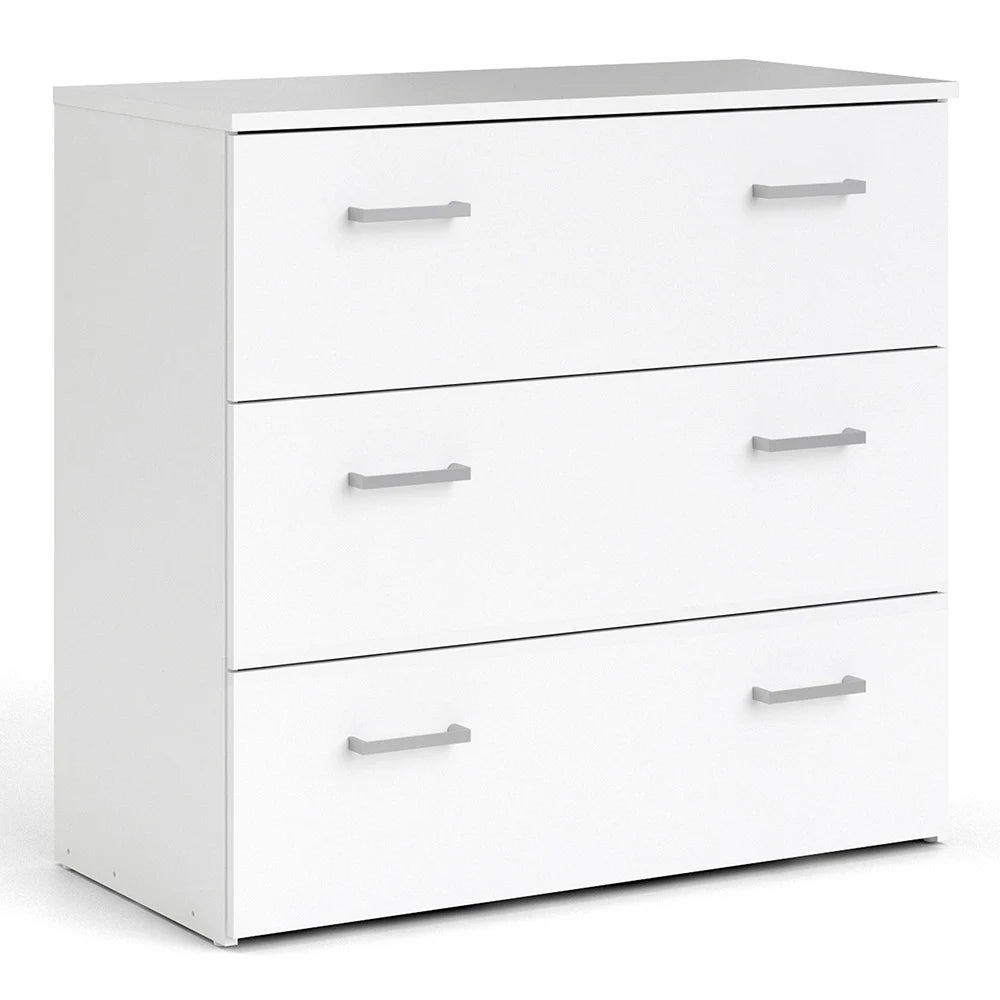 Space Package - Bedside 1 Drawer + Chest of 3 Drawers + Wardrobe with 2 Doors in White