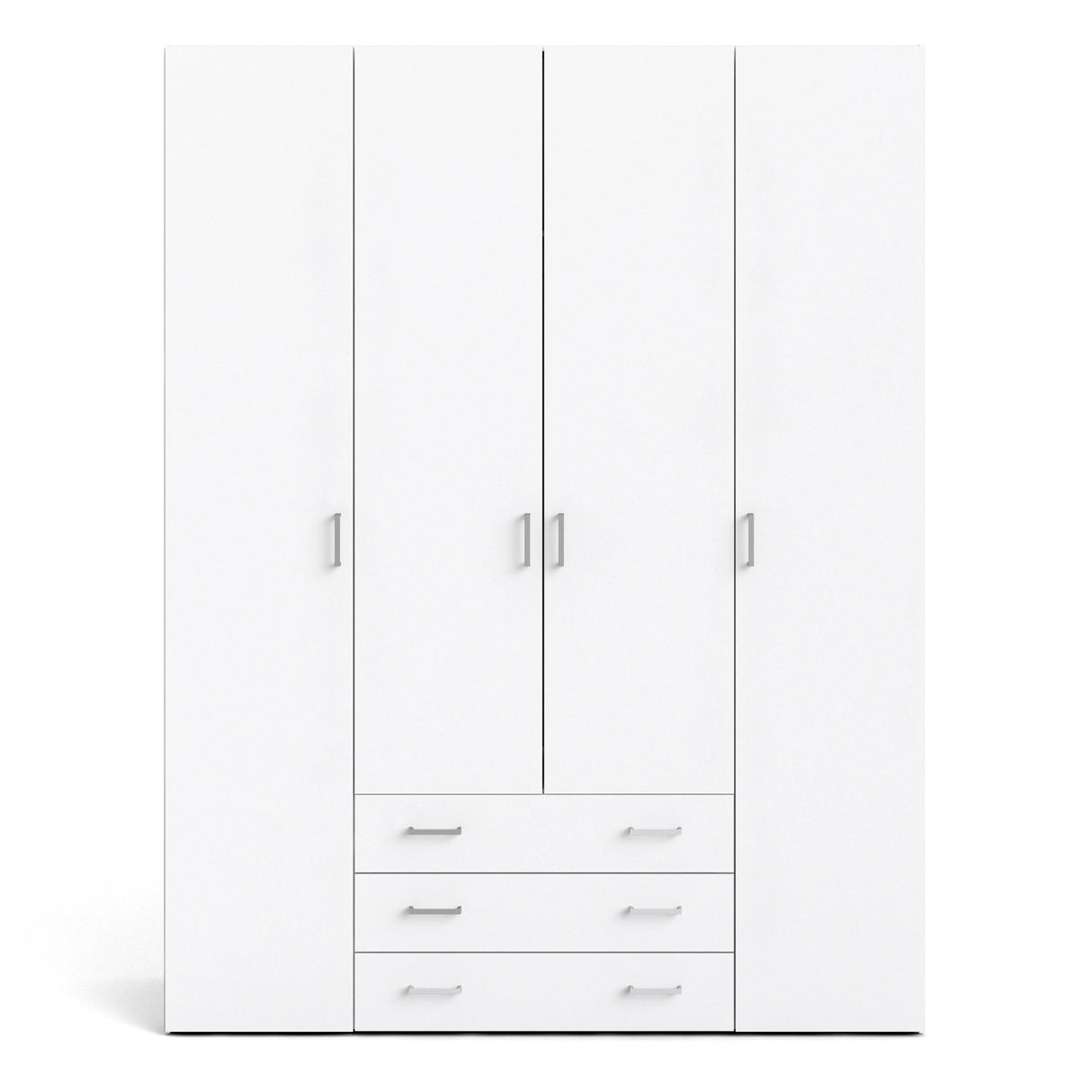 Space Wardrobe - 4 Doors 3 Drawers in White 2000