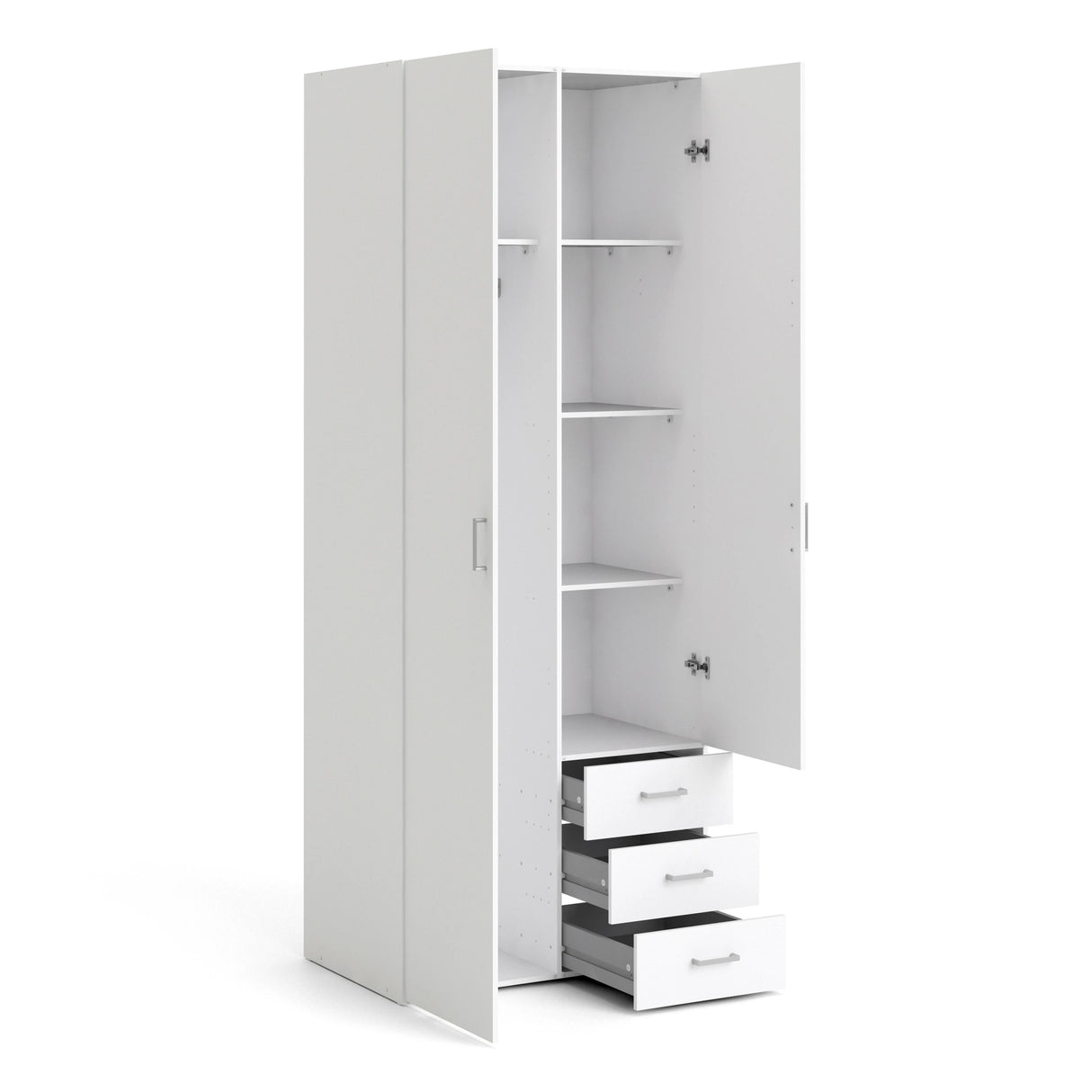 Space Wardrobe - 2 Doors 3 Drawers in White 2000