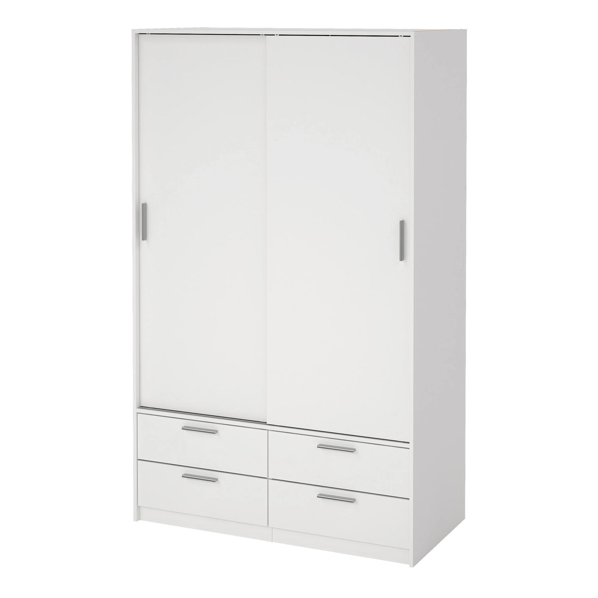 Line Wardrobe with 2 Sliding Doors and 4 Drawers in White