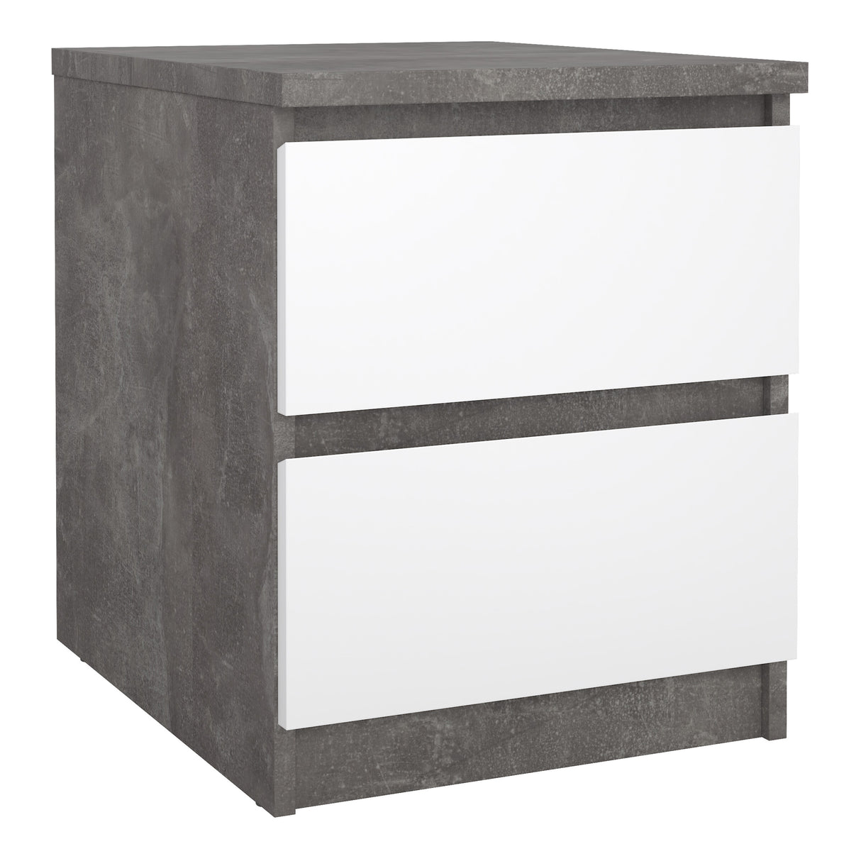 Naia Bedside 2 Drawers in Concrete/White High Gloss
