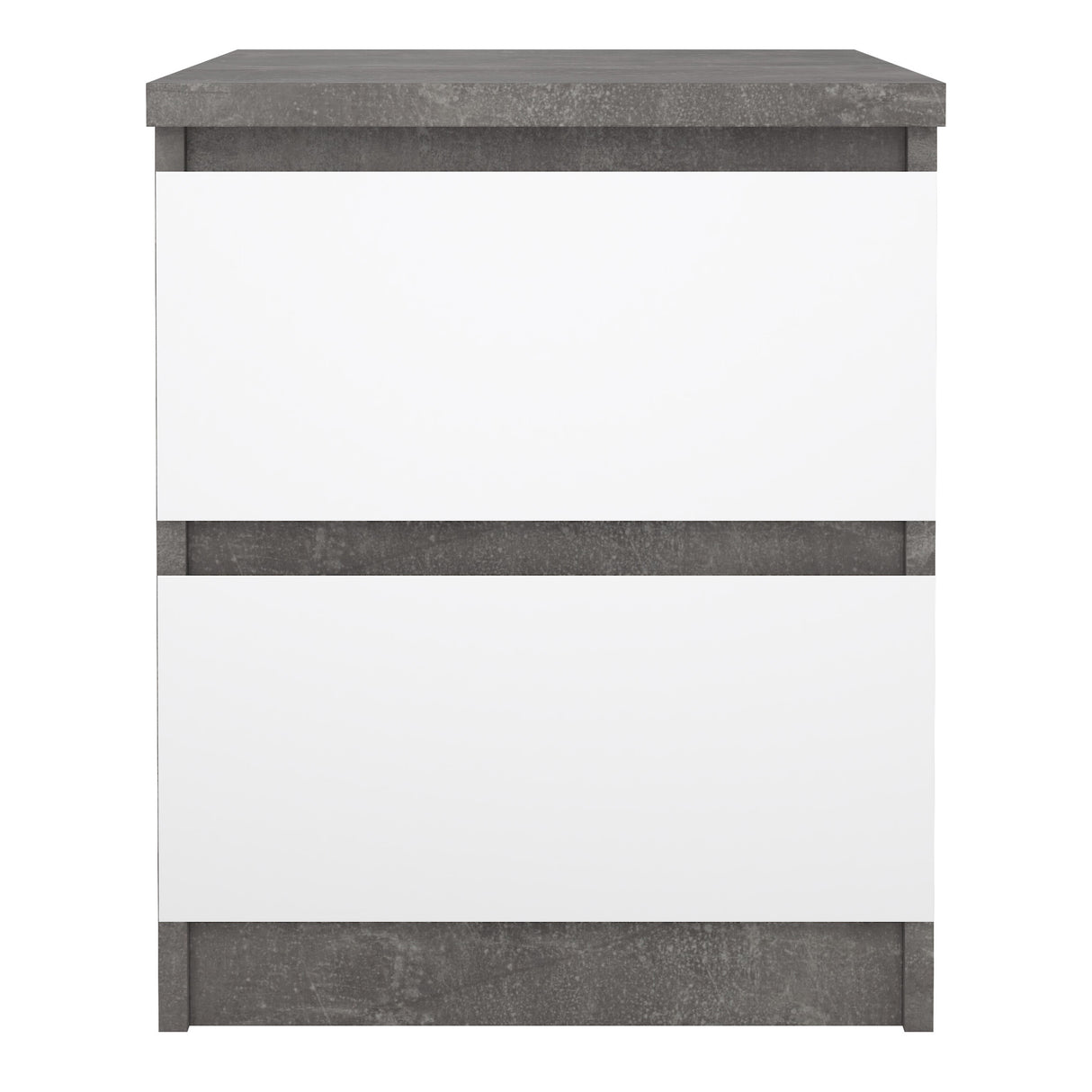 Naia Bedside 2 Drawers in Concrete/White High Gloss